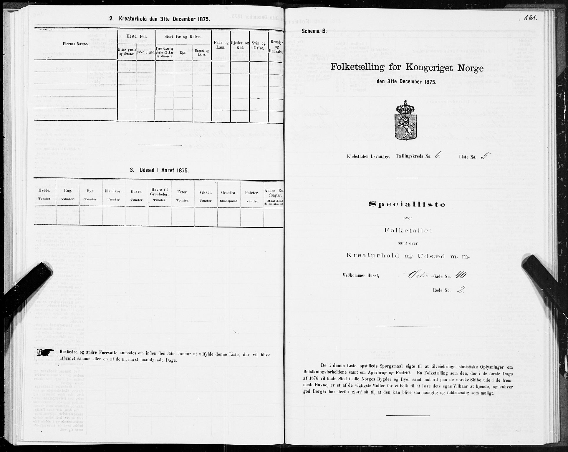 SAT, 1875 census for 1701B Levanger/Levanger, 1875, p. 161