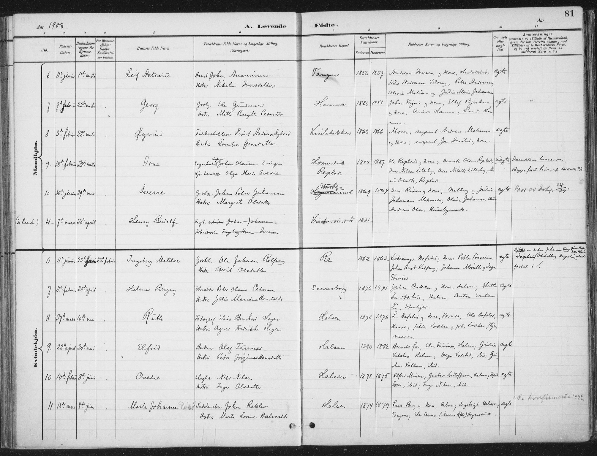Ministerialprotokoller, klokkerbøker og fødselsregistre - Nord-Trøndelag, SAT/A-1458/709/L0082: Parish register (official) no. 709A22, 1896-1916, p. 81