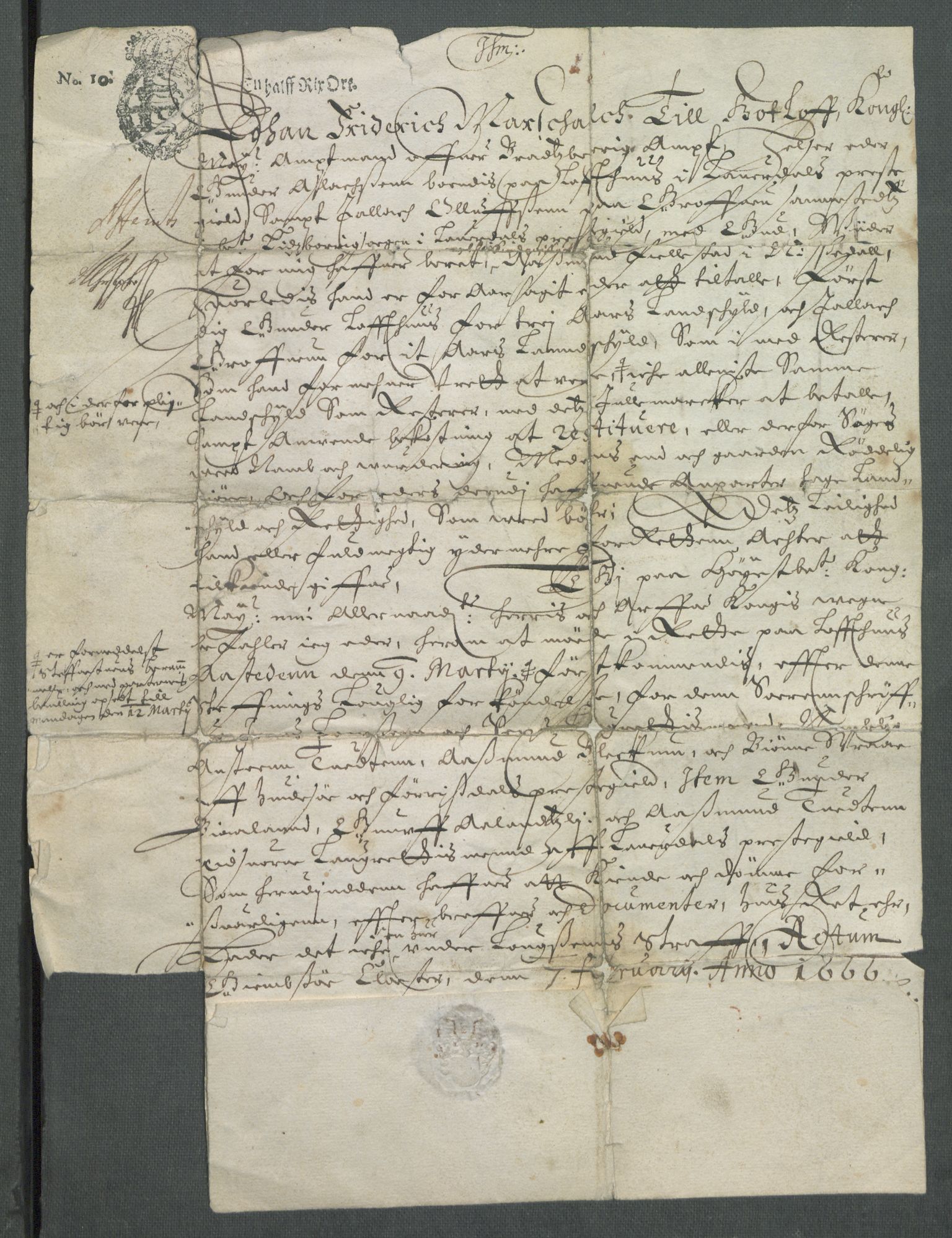 Riksarkivets diplomsamling, AV/RA-EA-5965/F02/L0170: Dokumenter, 1664-1666, p. 164