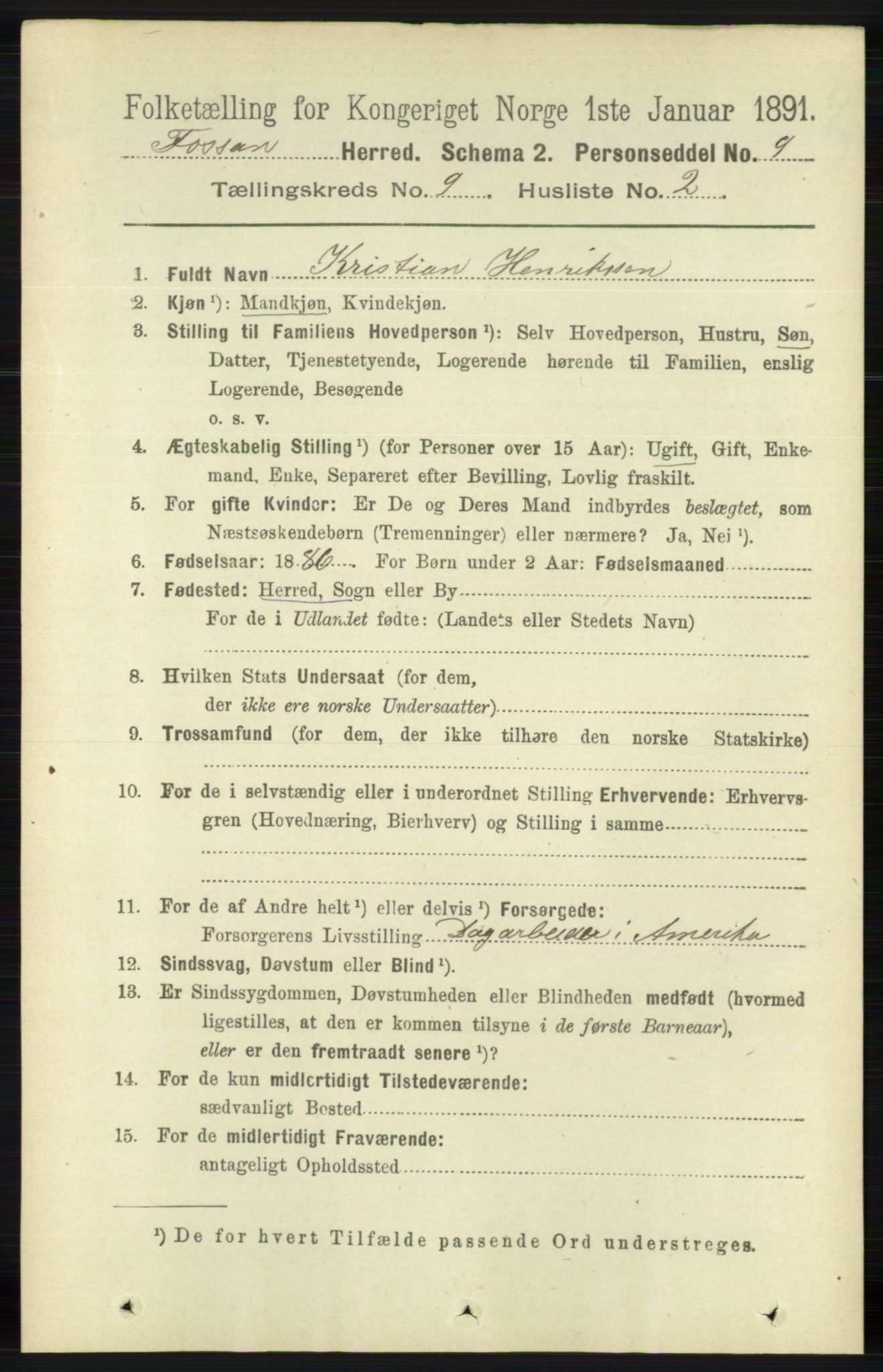 RA, 1891 census for 1129 Forsand, 1891, p. 1485