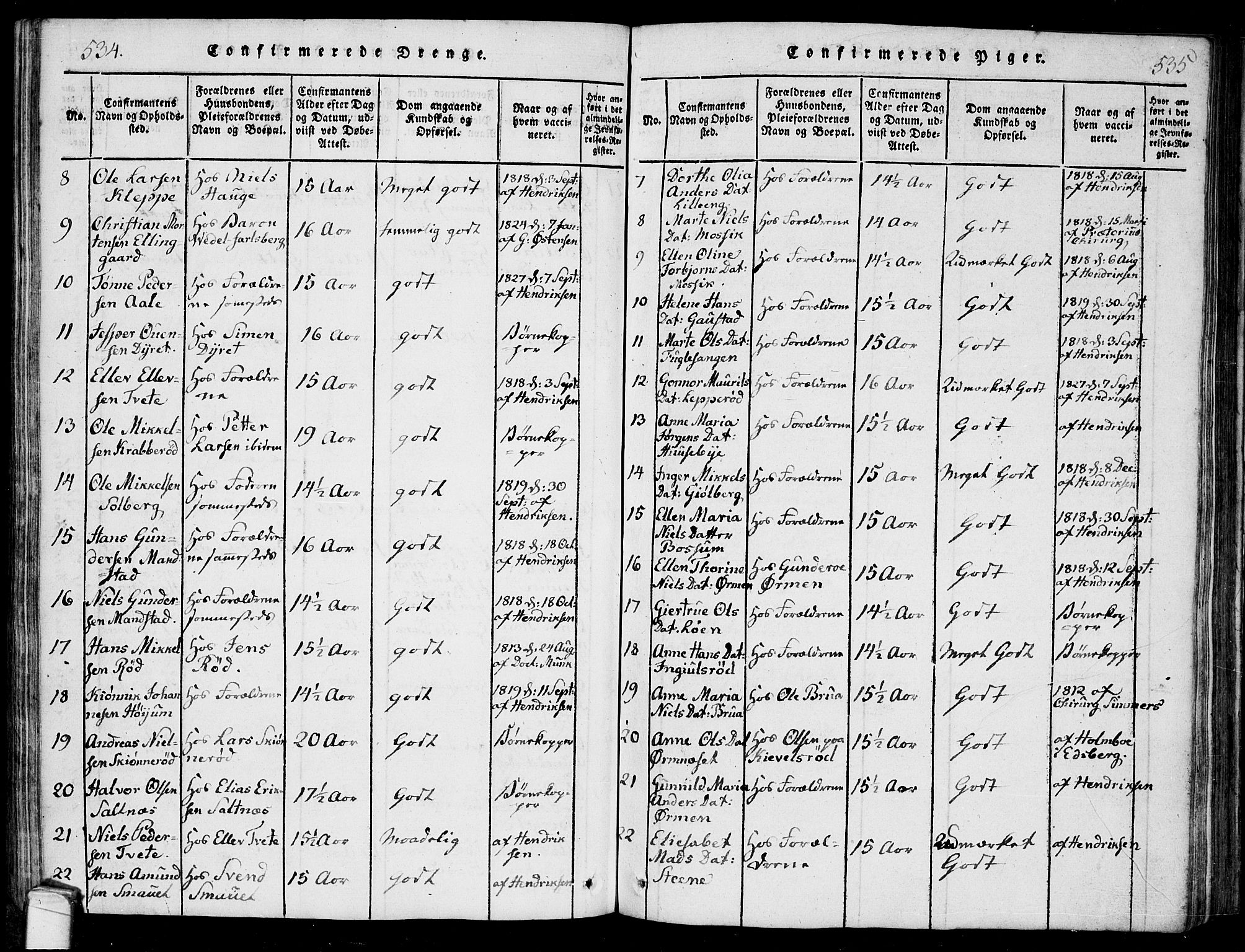 Onsøy prestekontor Kirkebøker, SAO/A-10914/F/Fa/L0002: Parish register (official) no. I 2, 1814-1840, p. 534-535