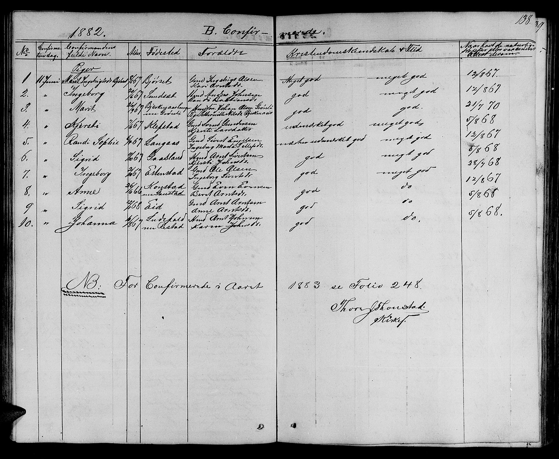 Ministerialprotokoller, klokkerbøker og fødselsregistre - Sør-Trøndelag, AV/SAT-A-1456/694/L1131: Parish register (copy) no. 694C03, 1858-1886, p. 138