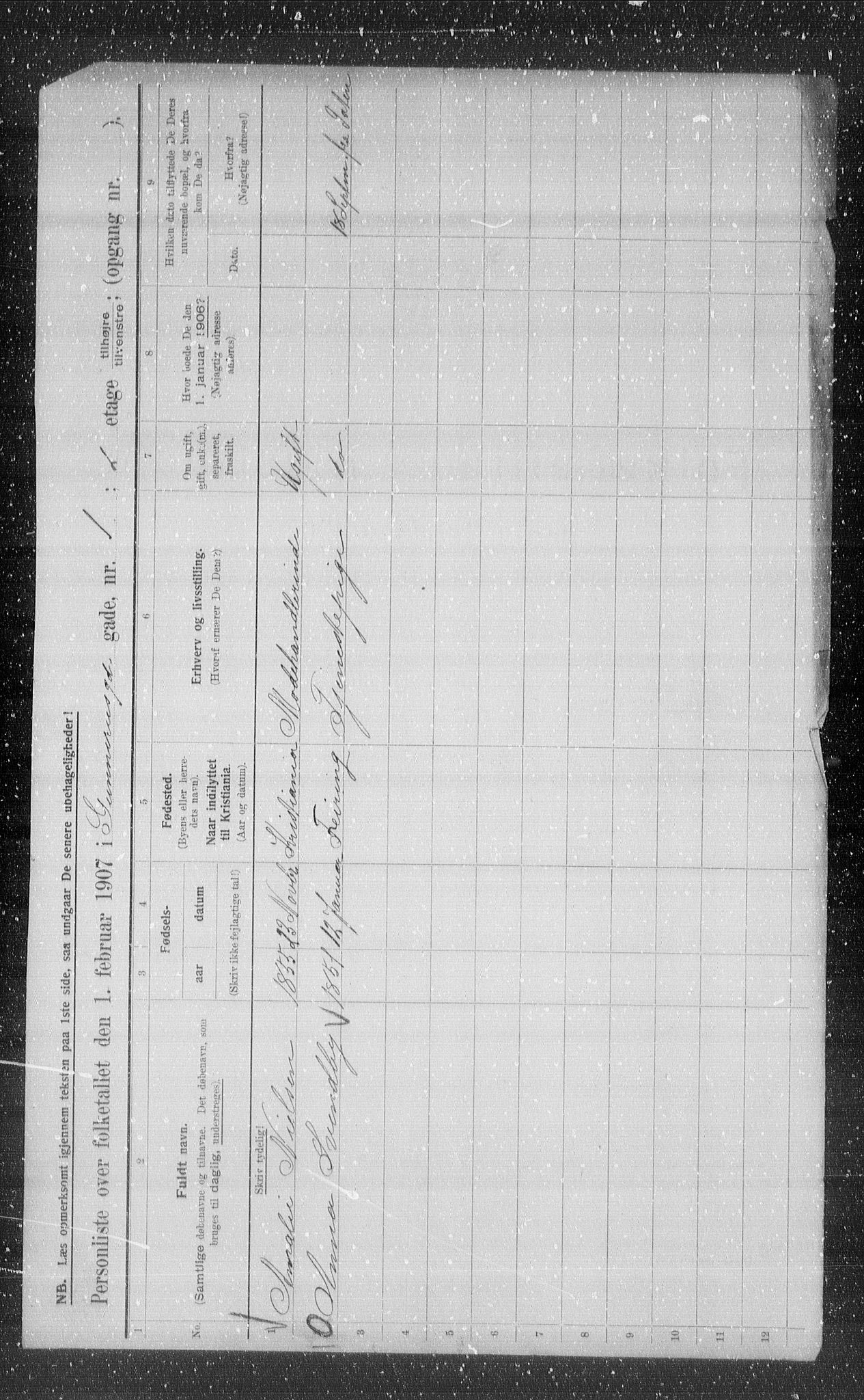 OBA, Municipal Census 1907 for Kristiania, 1907, p. 16541