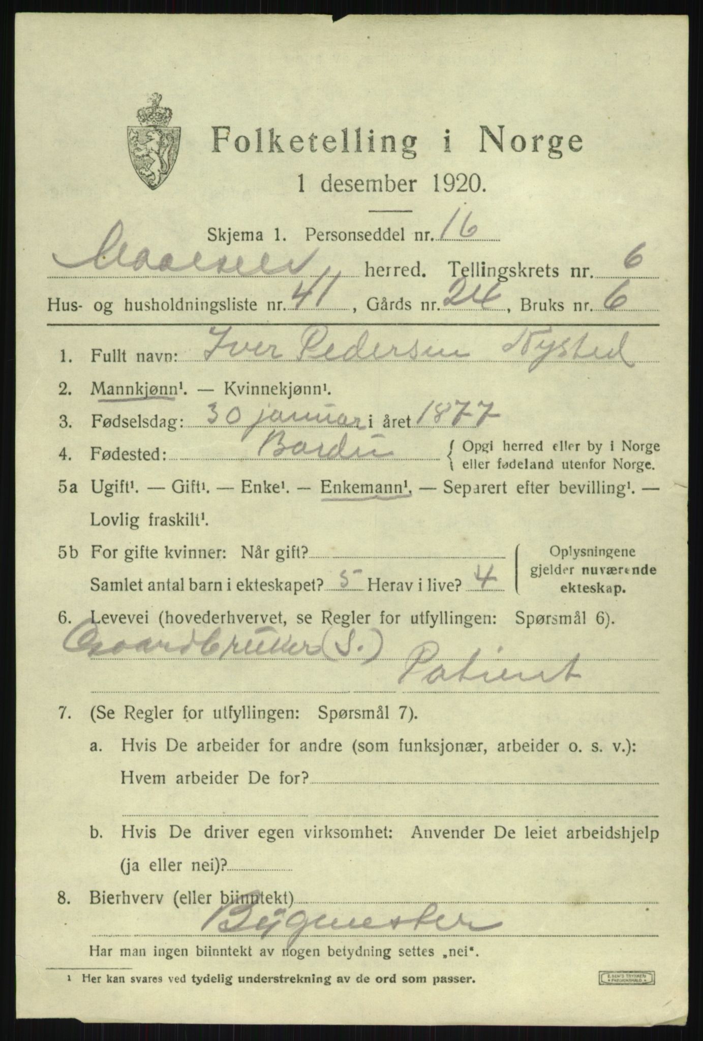 SATØ, 1920 census for Målselv, 1920, p. 4179