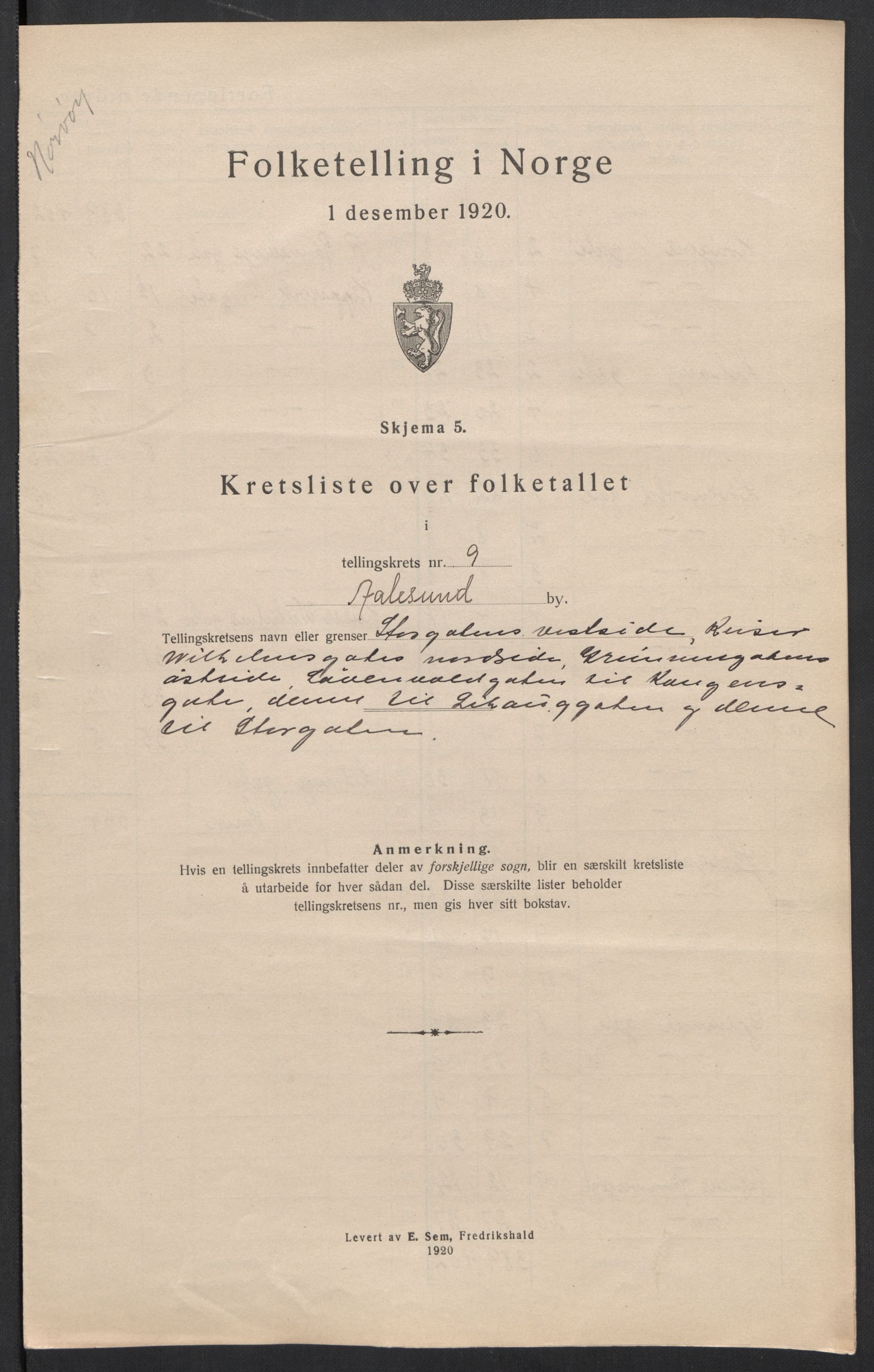 SAT, 1920 census for Ålesund, 1920, p. 30