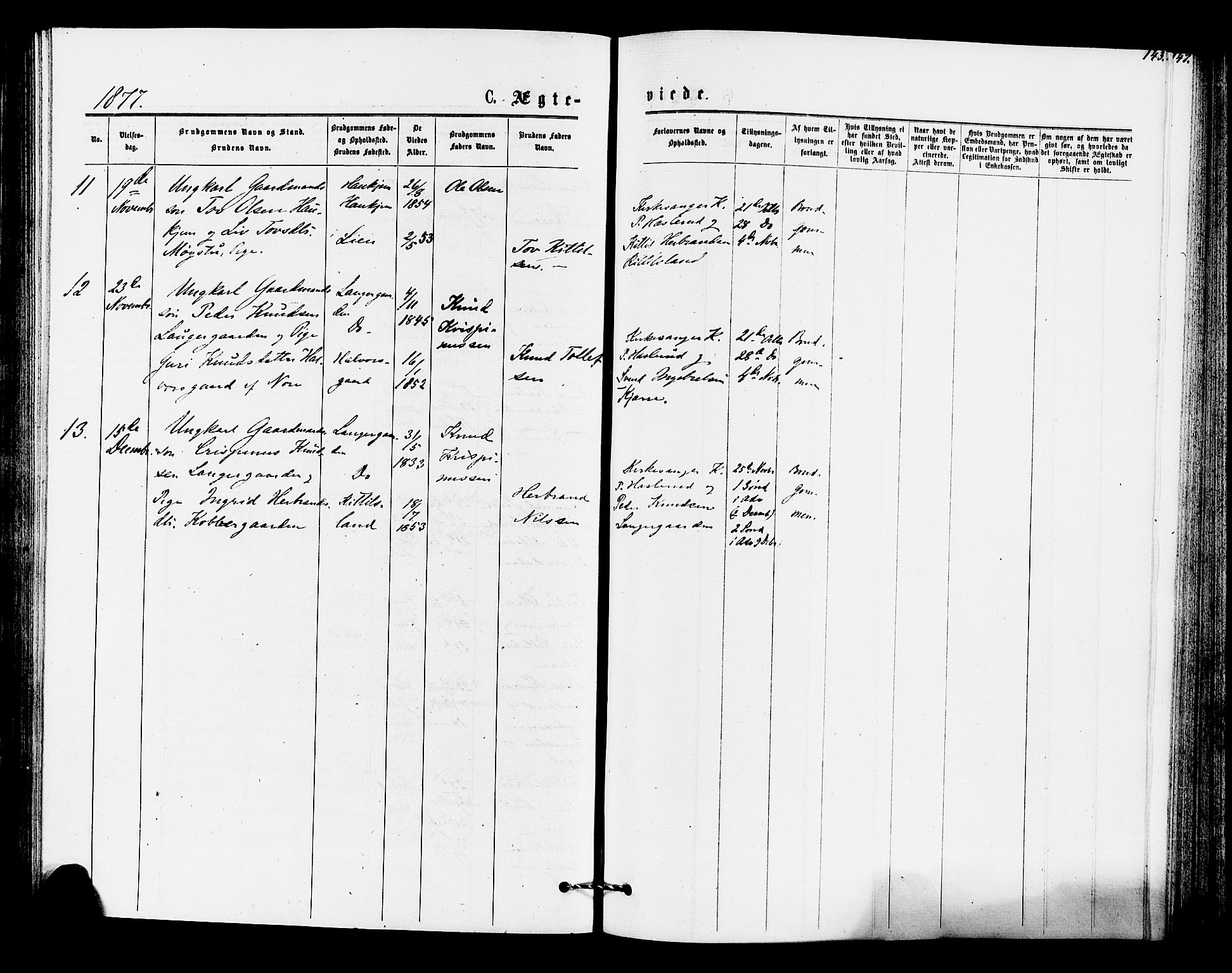 Rollag kirkebøker, AV/SAKO-A-240/F/Fa/L0010: Parish register (official) no. I 10, 1874-1877, p. 143