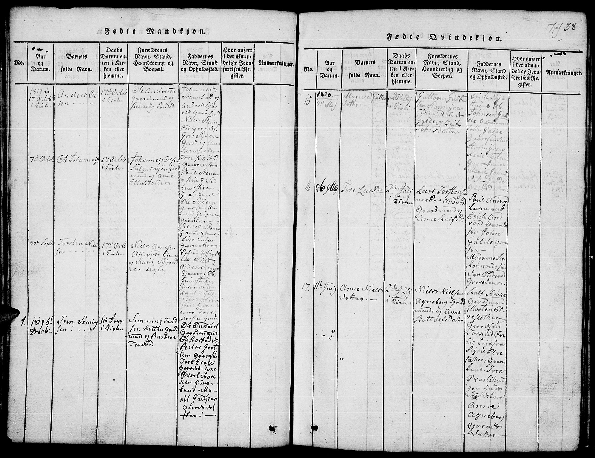 Lom prestekontor, SAH/PREST-070/L/L0001: Parish register (copy) no. 1, 1815-1836, p. 38
