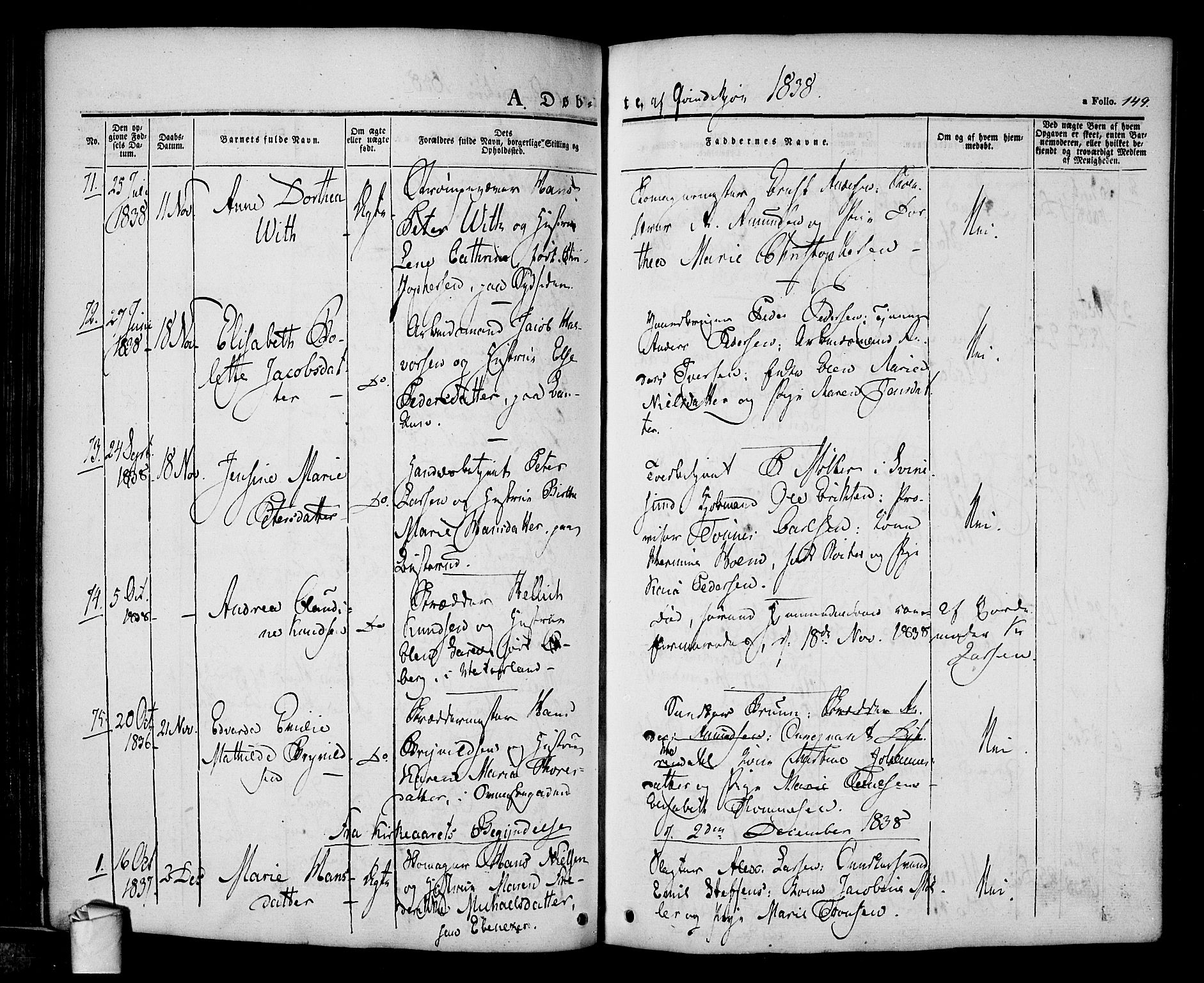 Halden prestekontor Kirkebøker, SAO/A-10909/F/Fa/L0005: Parish register (official) no. I 5, 1834-1845, p. 149