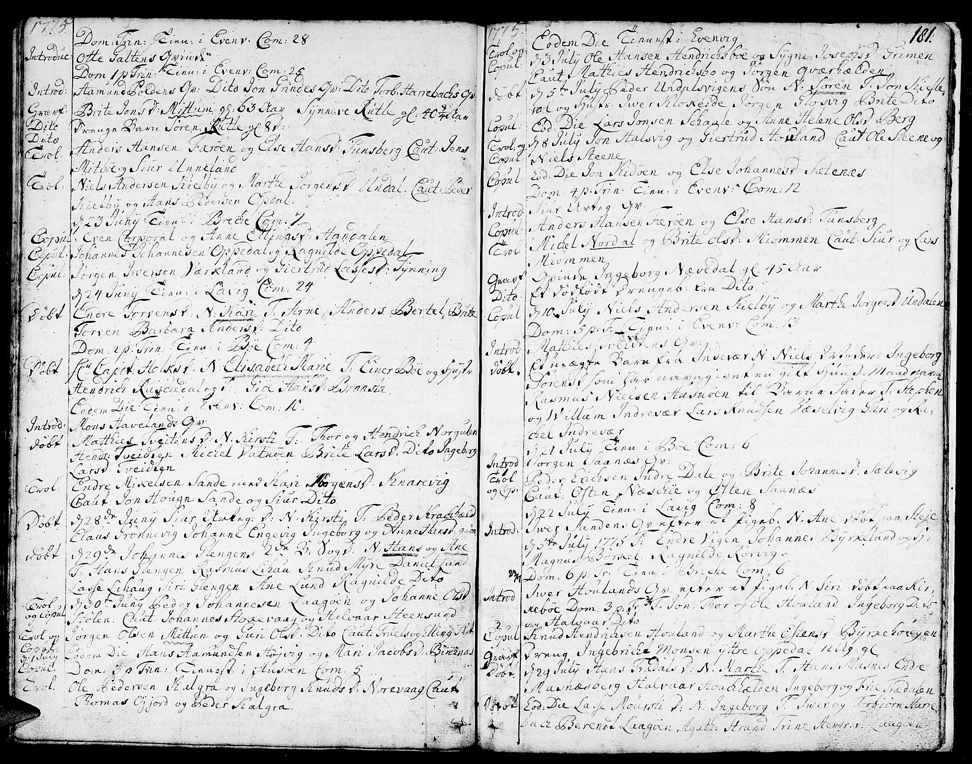 Gulen sokneprestembete, AV/SAB-A-80201/H/Haa/Haaa/L0012: Parish register (official) no. A 12, 1749-1776, p. 181