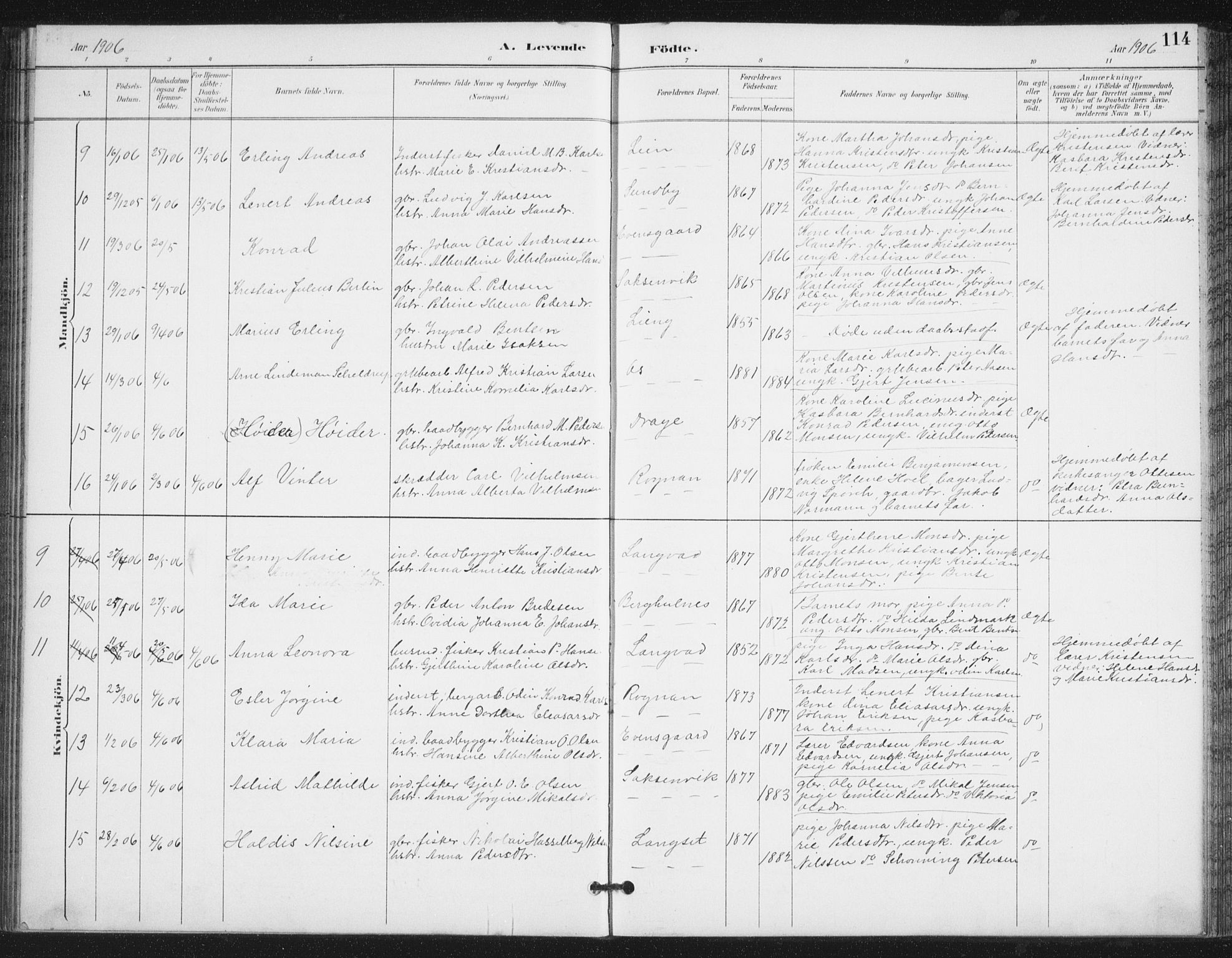 Ministerialprotokoller, klokkerbøker og fødselsregistre - Nordland, SAT/A-1459/847/L0682: Parish register (copy) no. 847C10, 1889-1907, p. 114