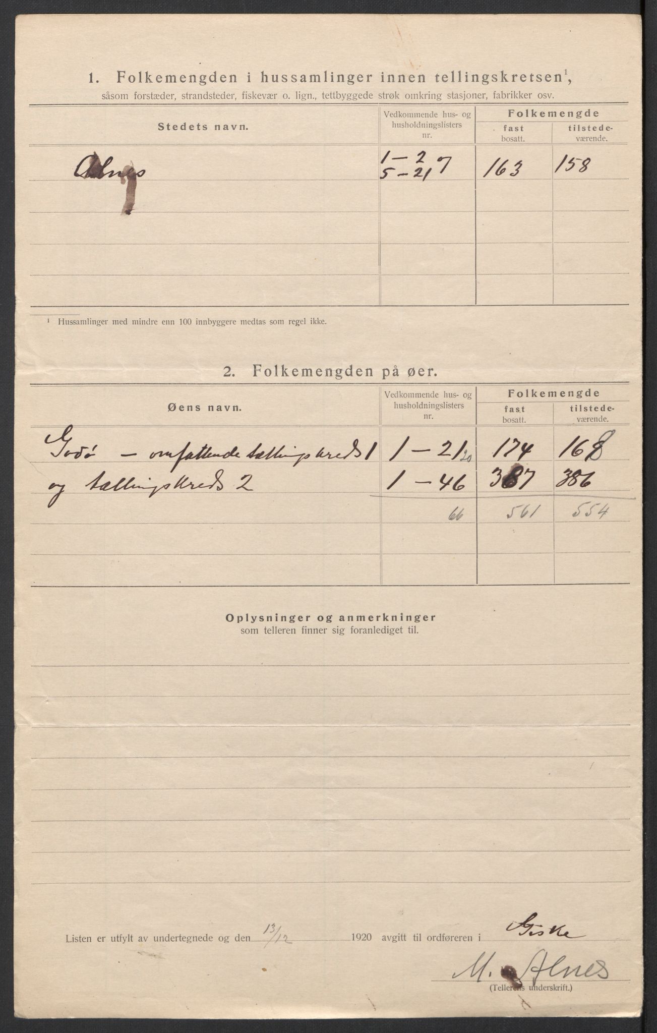 SAT, 1920 census for Giske, 1920, p. 11