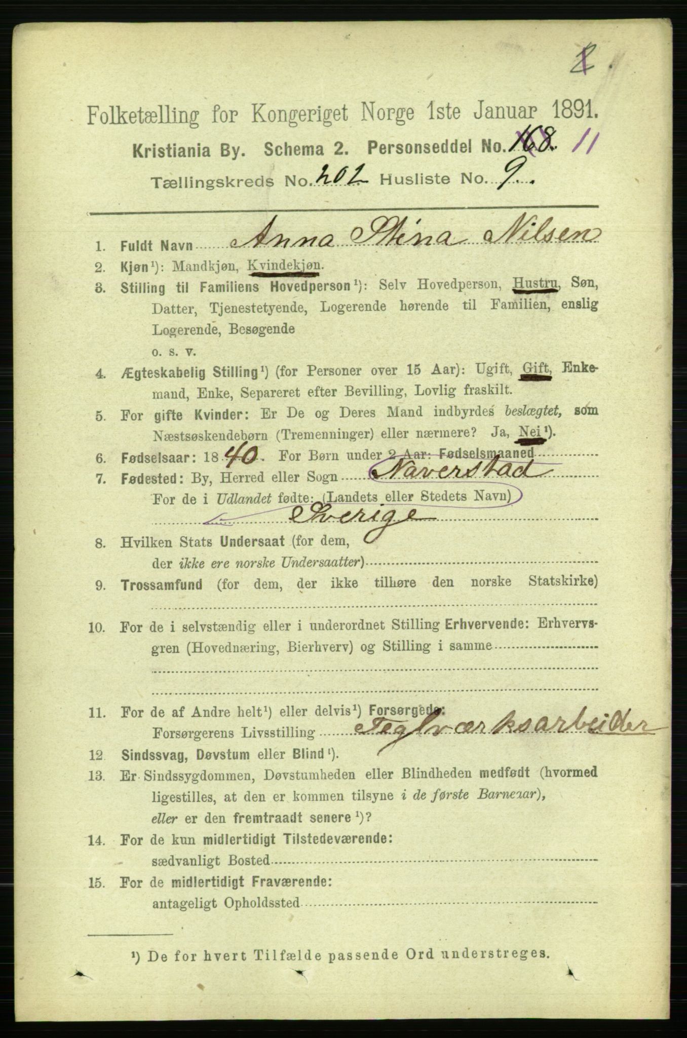 RA, 1891 census for 0301 Kristiania, 1891, p. 121690