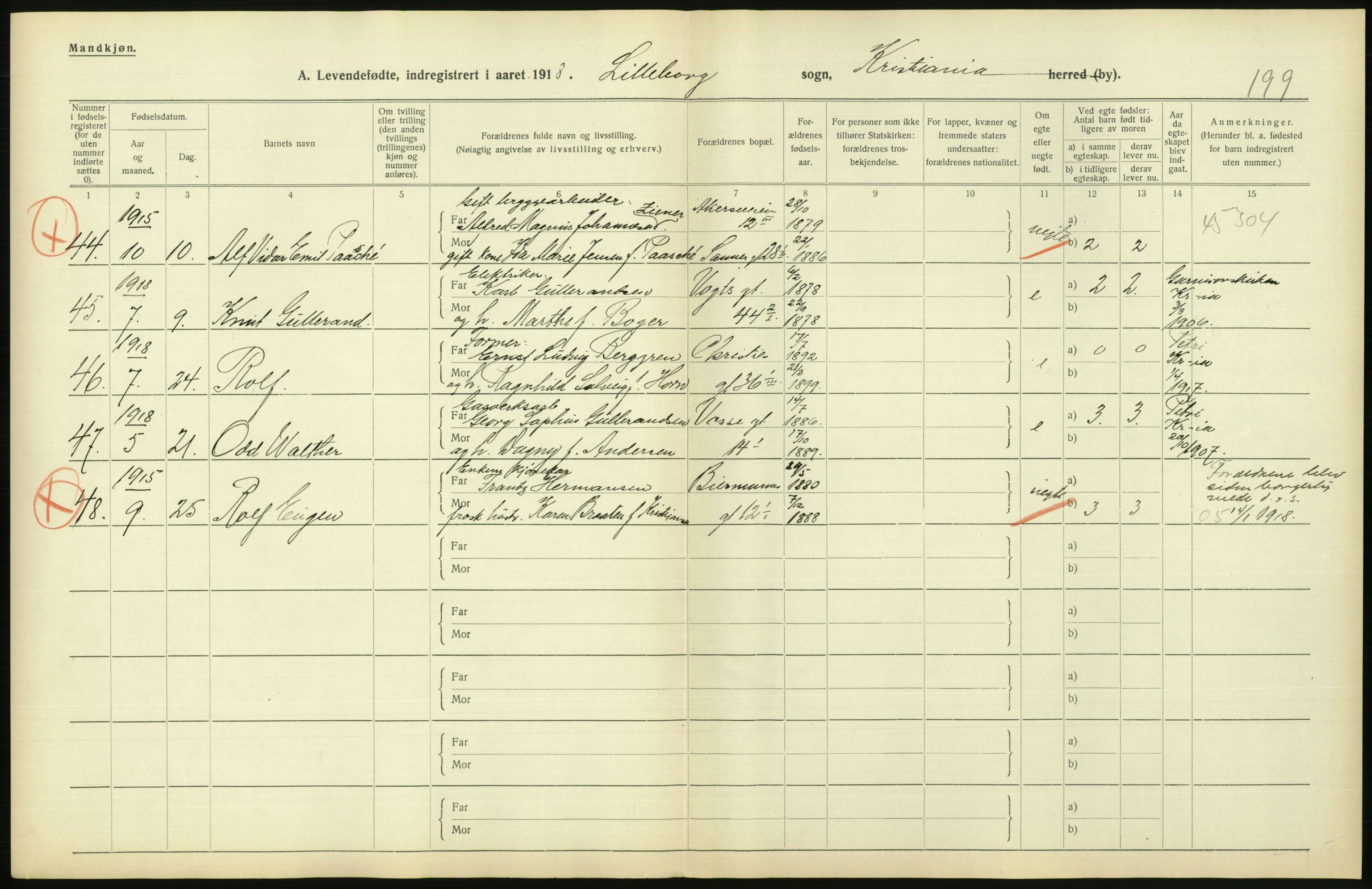 Statistisk sentralbyrå, Sosiodemografiske emner, Befolkning, AV/RA-S-2228/D/Df/Dfb/Dfbh/L0008: Kristiania: Levendefødte menn og kvinner., 1918, p. 870