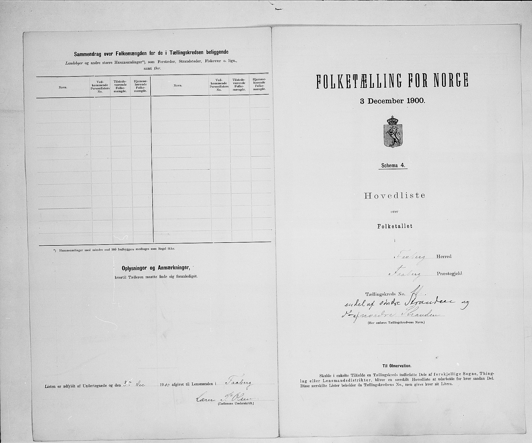 SAH, 1900 census for Fåberg, 1900, p. 52