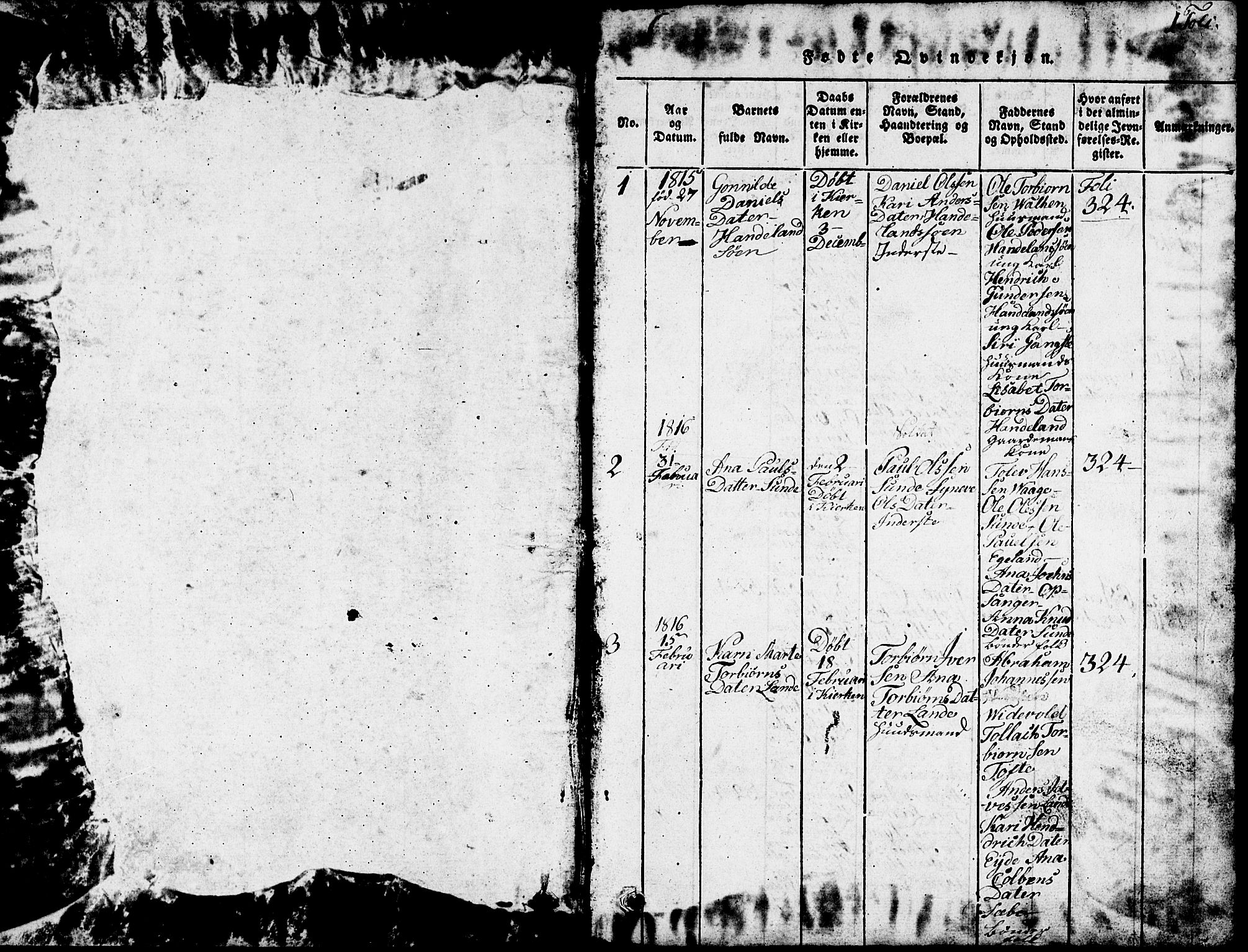 Fjelberg sokneprestembete, SAB/A-75201/H/Hab: Parish register (copy) no. B 1, 1815-1823, p. 1