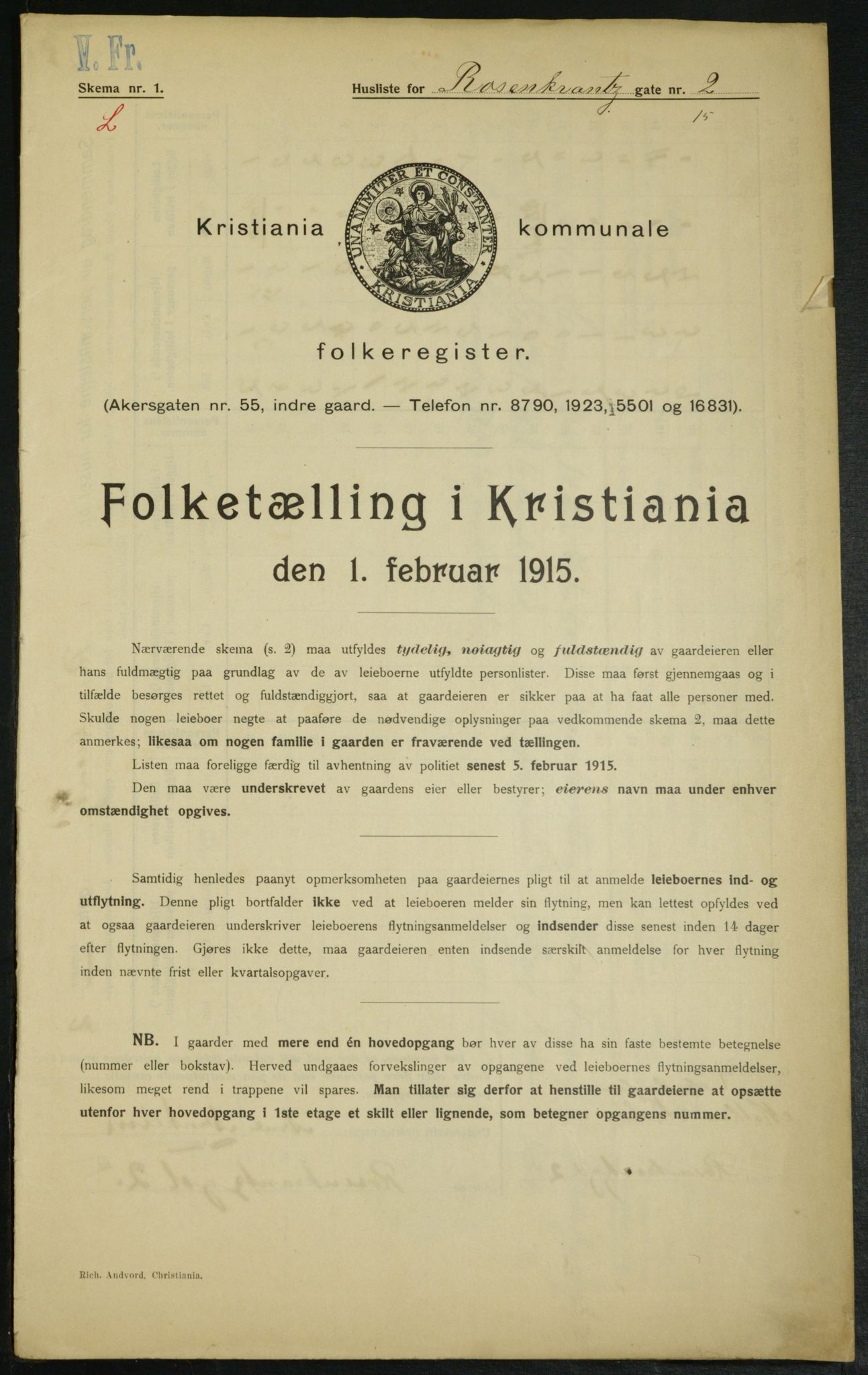 OBA, Municipal Census 1915 for Kristiania, 1915, p. 83506