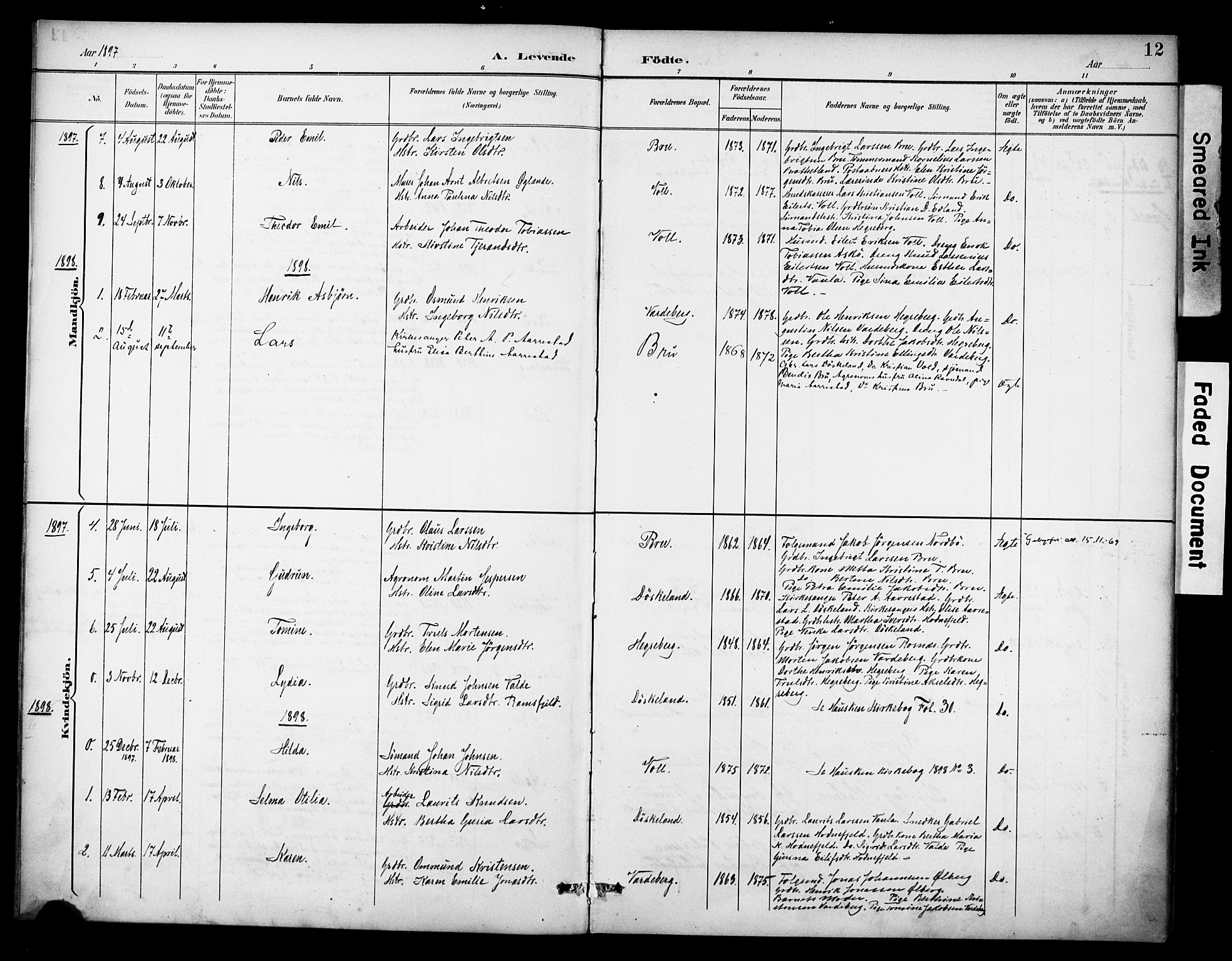 Rennesøy sokneprestkontor, AV/SAST-A -101827/H/Ha/Haa/L0015: Parish register (official) no. A 15, 1891-1908, p. 12