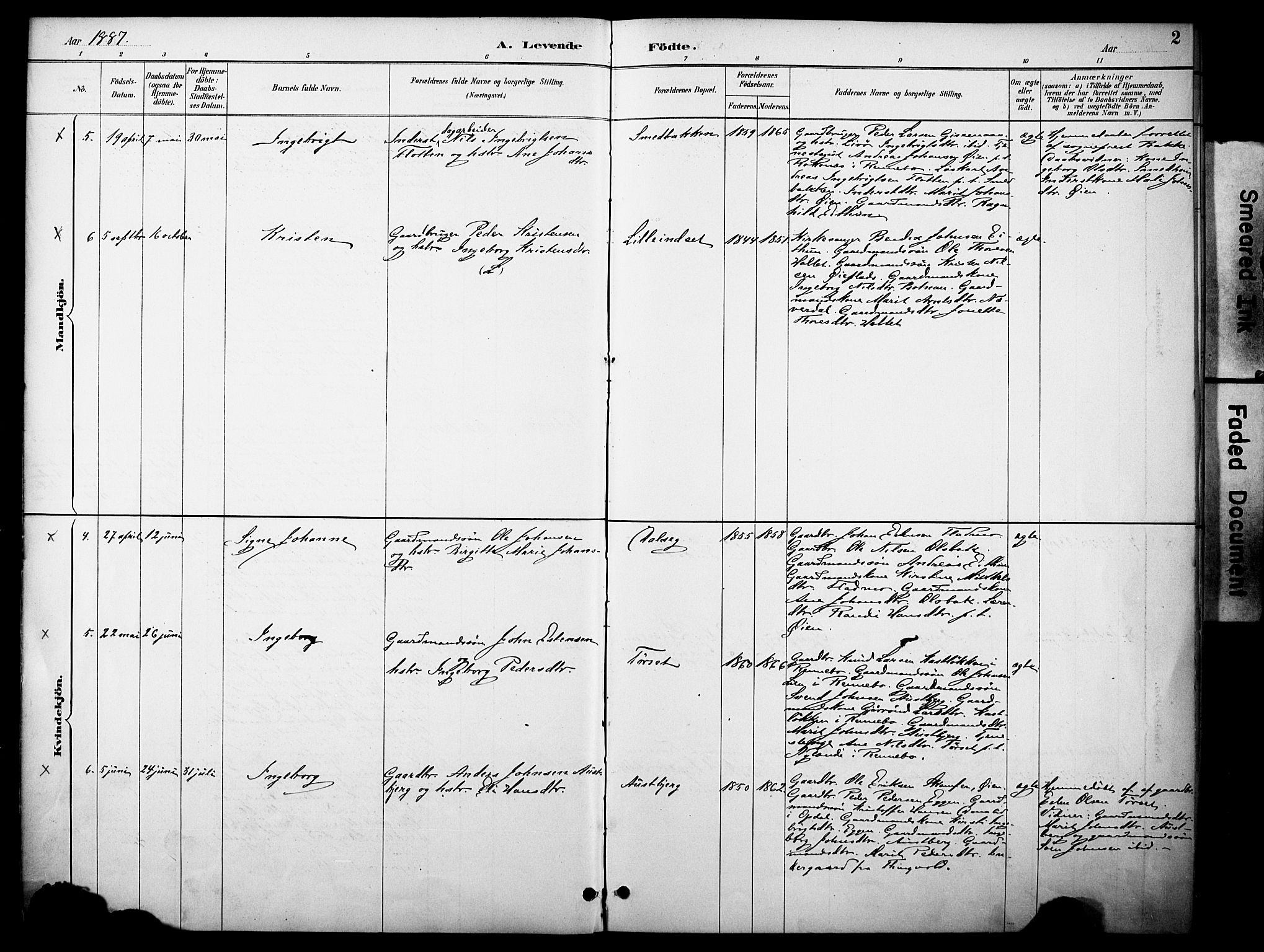 Kvikne prestekontor, AV/SAH-PREST-064/H/Ha/Haa/L0007: Parish register (official) no. 7, 1887-1911, p. 2