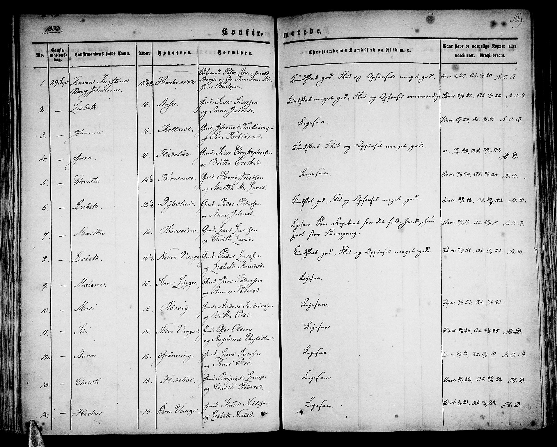 Strandebarm sokneprestembete, AV/SAB-A-78401/H/Haa: Parish register (official) no. A 6, 1826-1843, p. 169