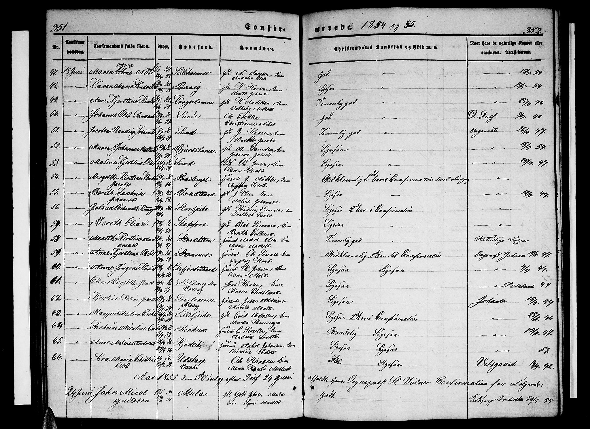 Ministerialprotokoller, klokkerbøker og fødselsregistre - Nordland, AV/SAT-A-1459/825/L0364: Parish register (copy) no. 825C01, 1841-1863, p. 351-352