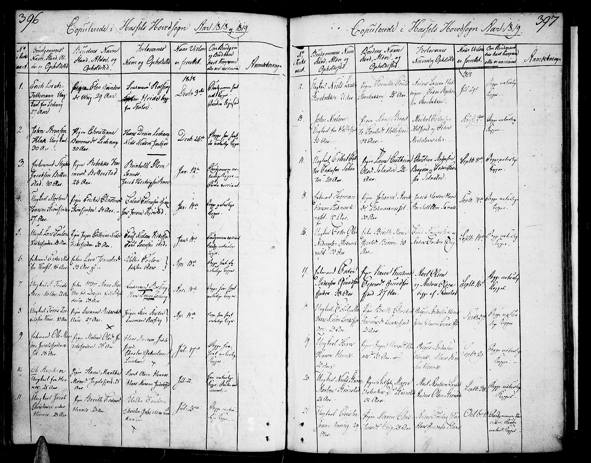 Ministerialprotokoller, klokkerbøker og fødselsregistre - Nordland, SAT/A-1459/888/L1235: Parish register (official) no. 888A04 /1, 1812-1820, p. 396-397