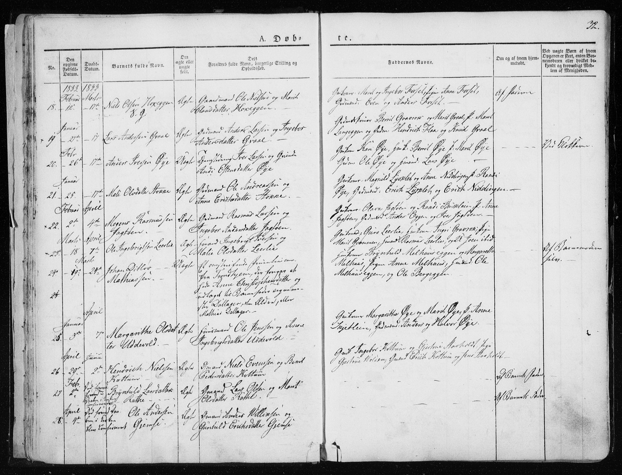 Ministerialprotokoller, klokkerbøker og fødselsregistre - Sør-Trøndelag, AV/SAT-A-1456/691/L1069: Parish register (official) no. 691A04, 1826-1841, p. 32