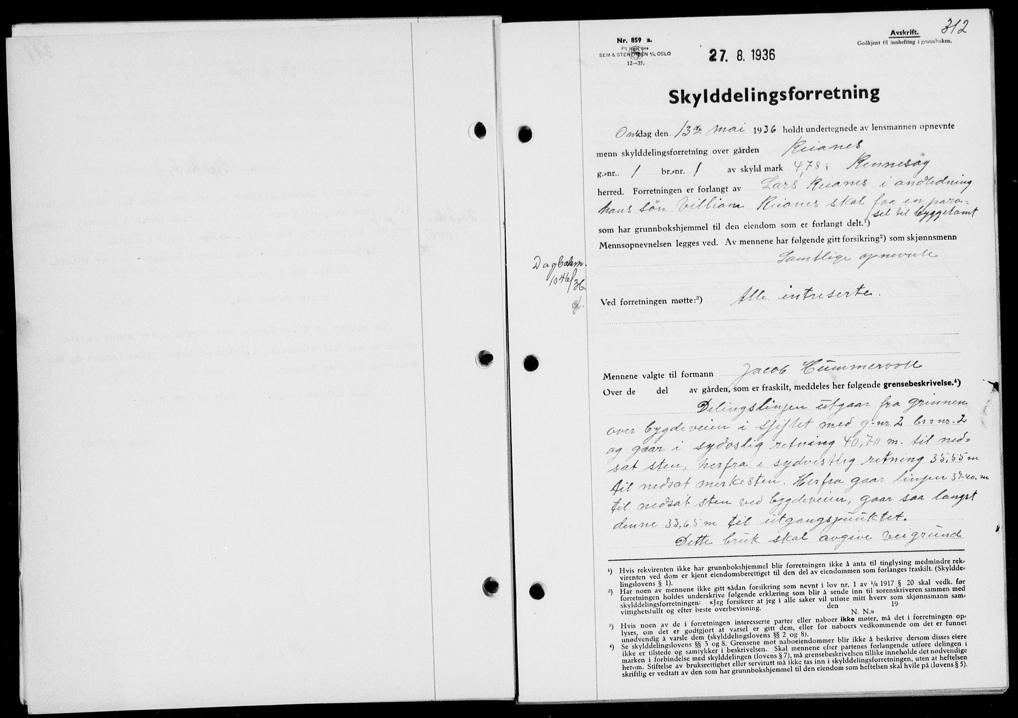 Ryfylke tingrett, SAST/A-100055/001/II/IIB/L0073: Mortgage book no. 52, 1936-1936, Diary no: : 1046/1936