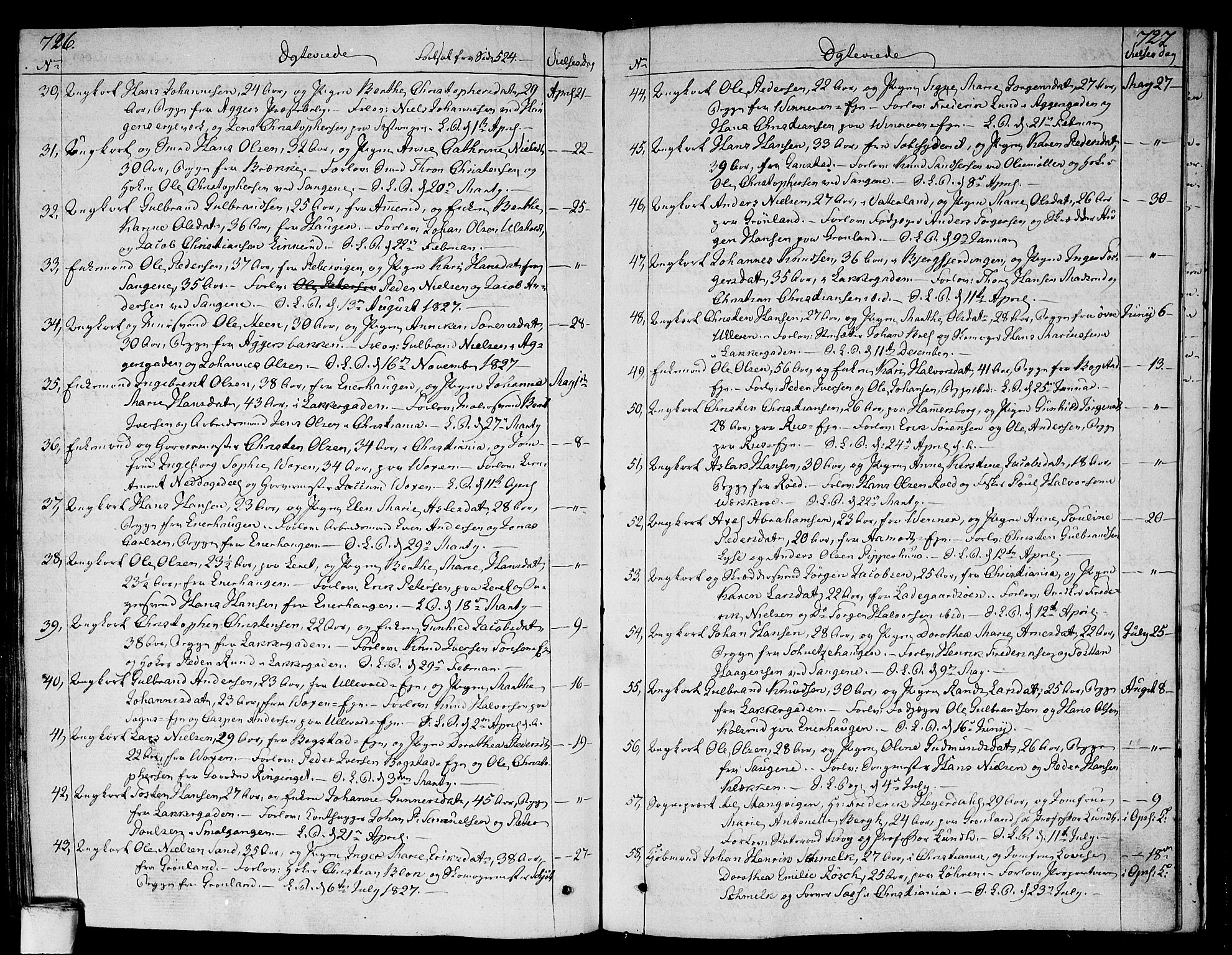 Aker prestekontor kirkebøker, SAO/A-10861/F/L0012: Parish register (official) no. 12, 1819-1828, p. 726-727