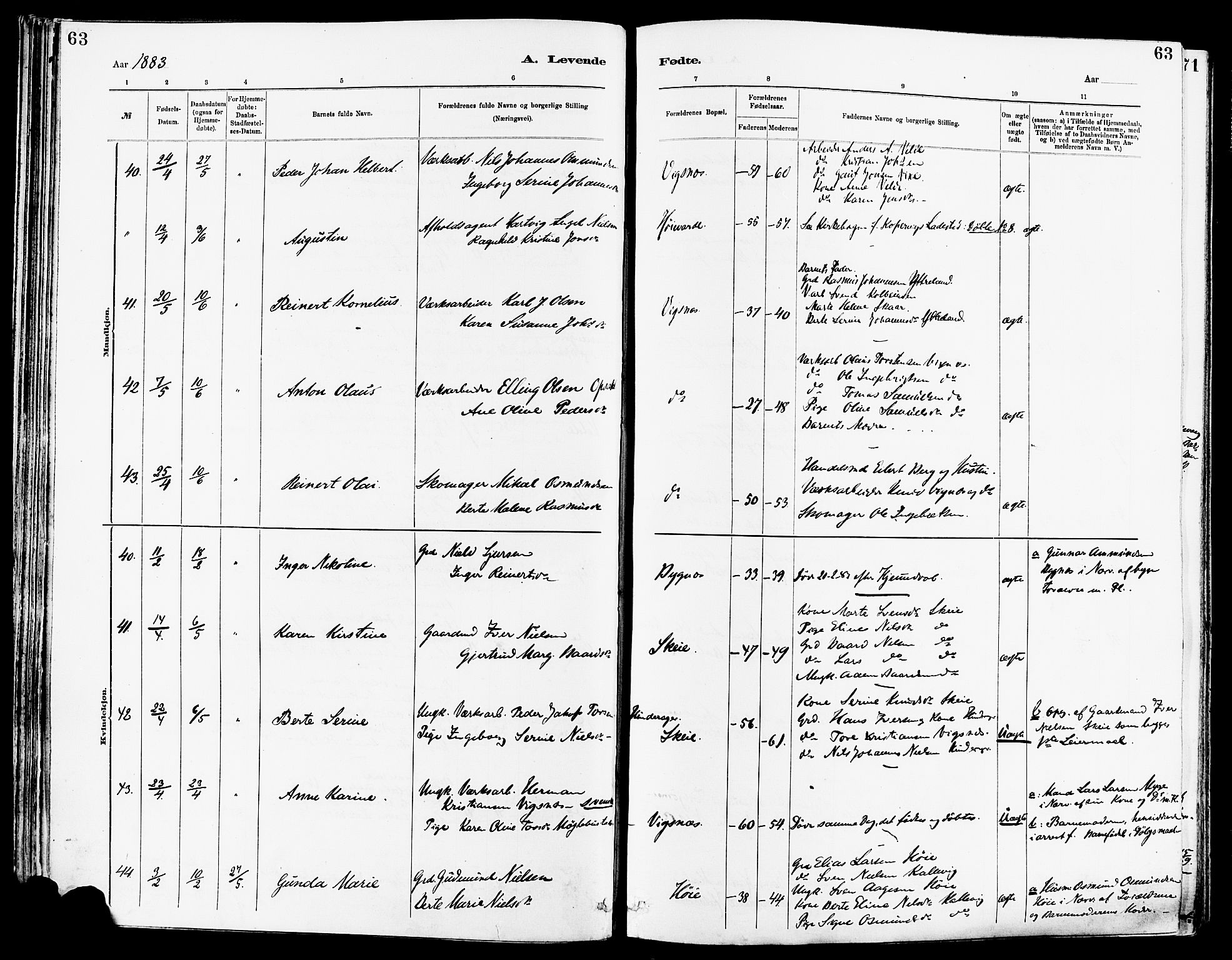 Avaldsnes sokneprestkontor, SAST/A -101851/H/Ha/Haa/L0014: Parish register (official) no. A 14, 1880-1889, p. 63