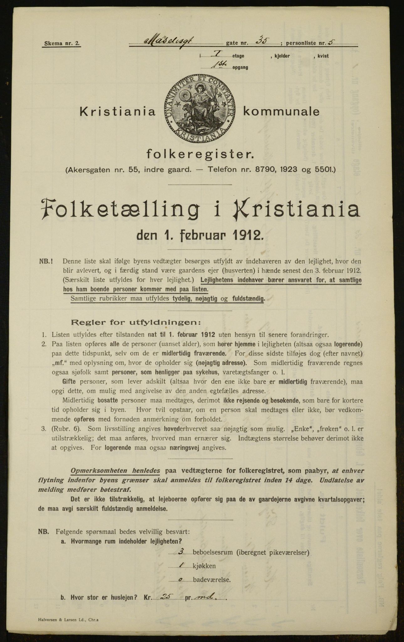 OBA, Municipal Census 1912 for Kristiania, 1912, p. 65080