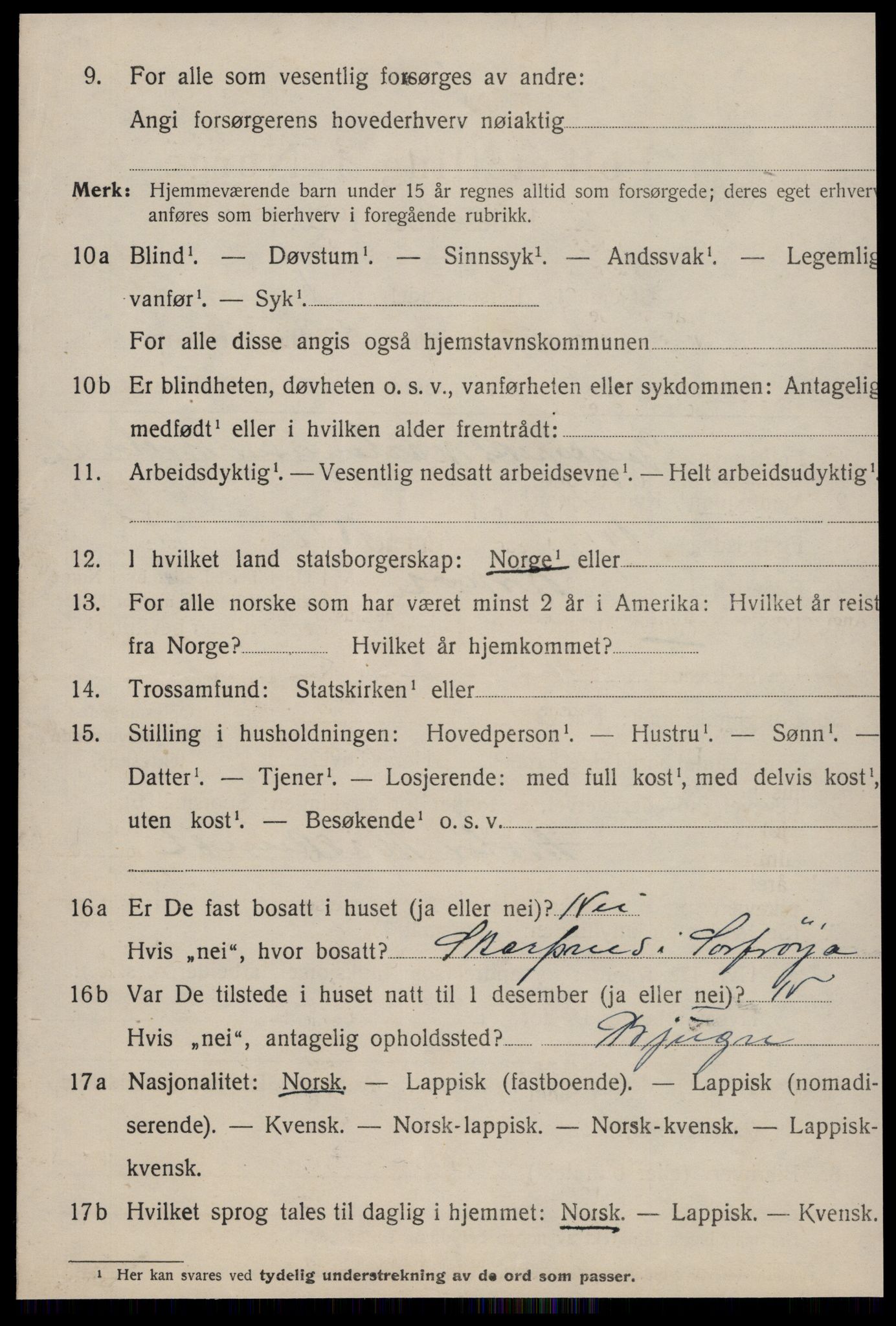 SAT, 1920 census for Bjugn, 1920, p. 1278