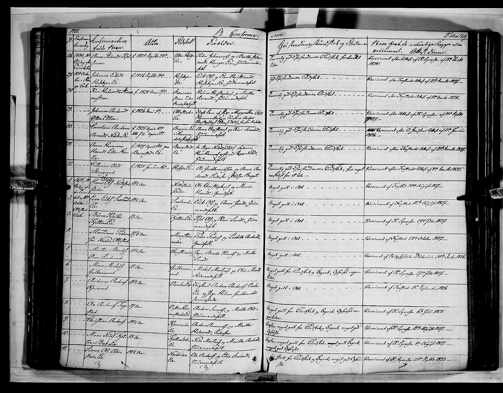 Stange prestekontor, SAH/PREST-002/K/L0010: Parish register (official) no. 10, 1835-1845, p. 169