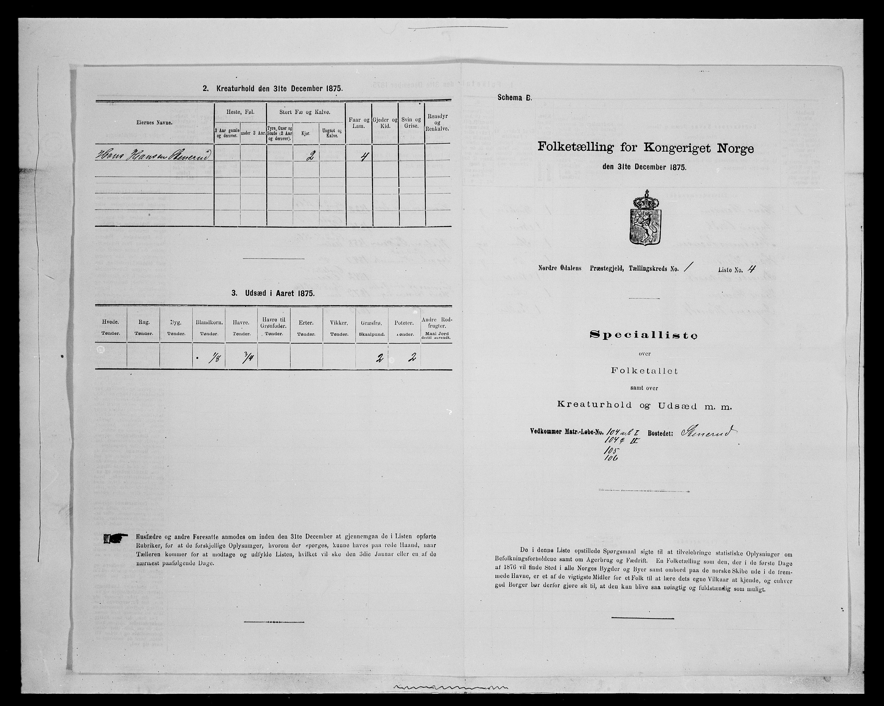 SAH, 1875 census for 0418P Nord-Odal, 1875, p. 78