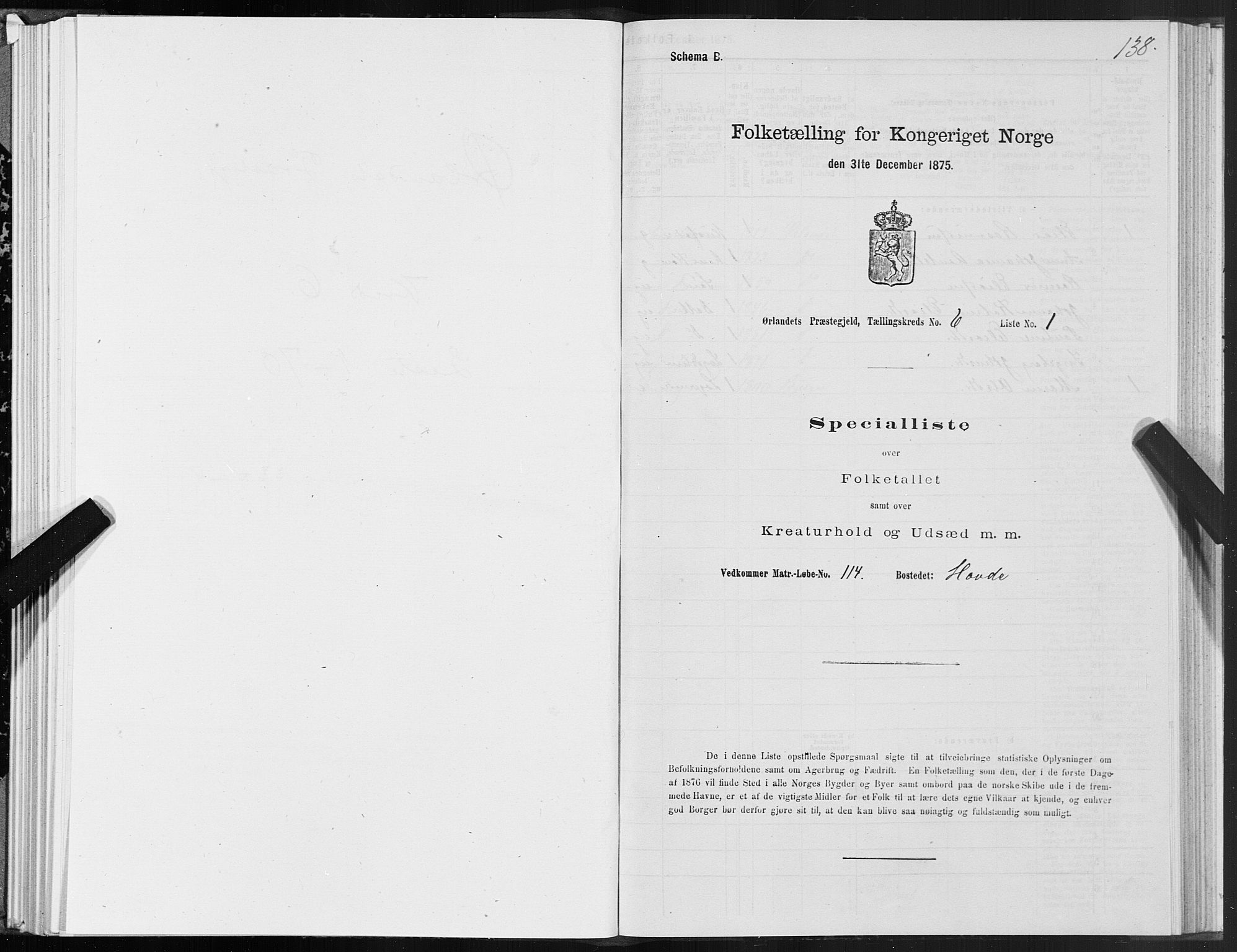 SAT, 1875 census for 1621P Ørland, 1875, p. 3138