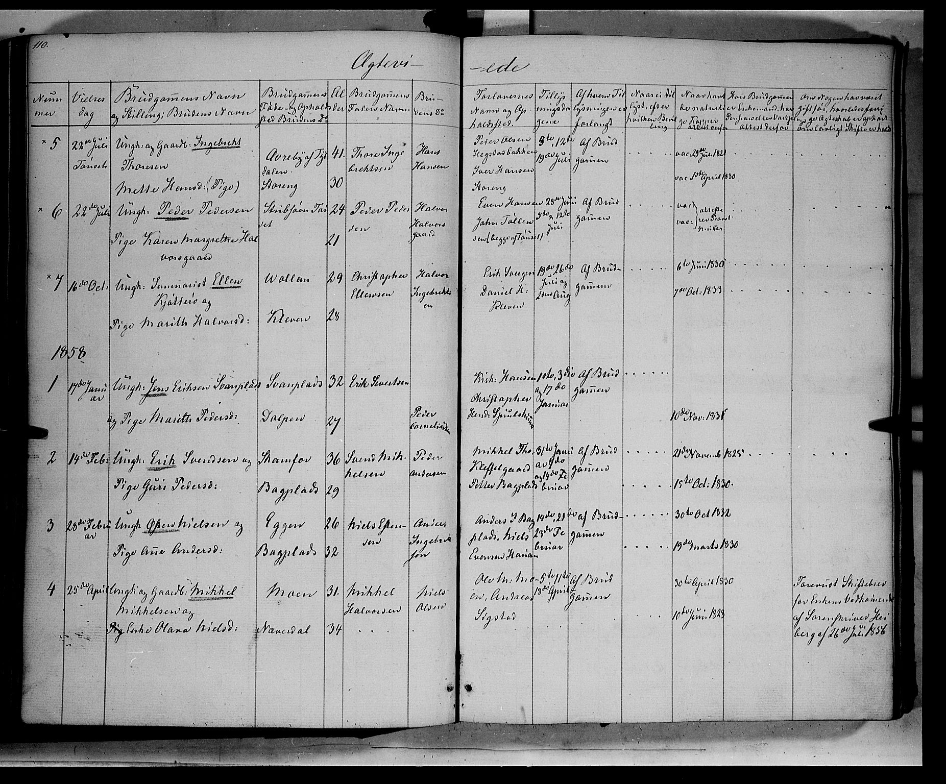 Kvikne prestekontor, SAH/PREST-064/H/Ha/Haa/L0005: Parish register (official) no. 5, 1841-1862, p. 110