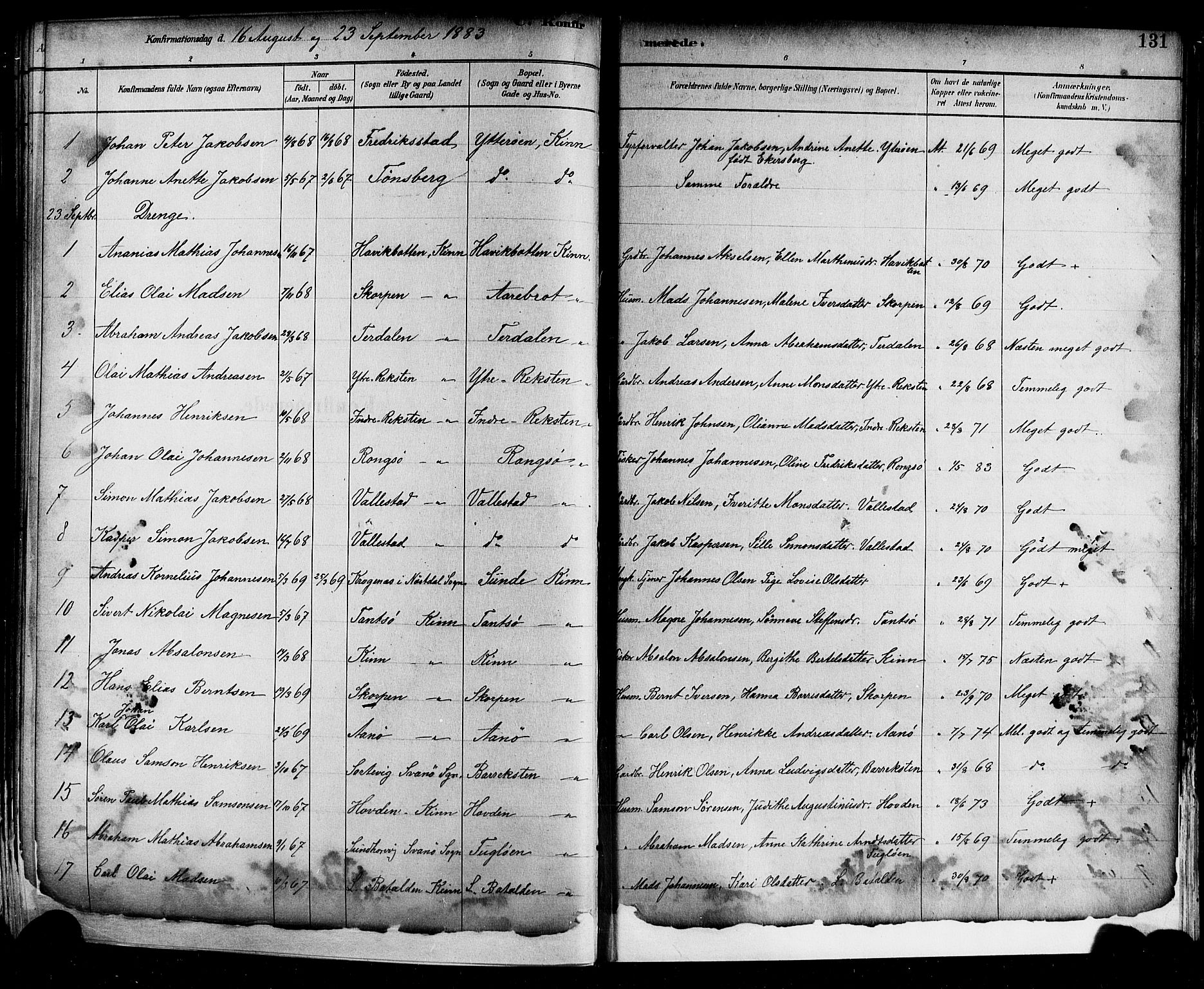 Kinn sokneprestembete, SAB/A-80801/H/Hab/Haba/L0002: Parish register (copy) no. A 2, 1882-1906, p. 131