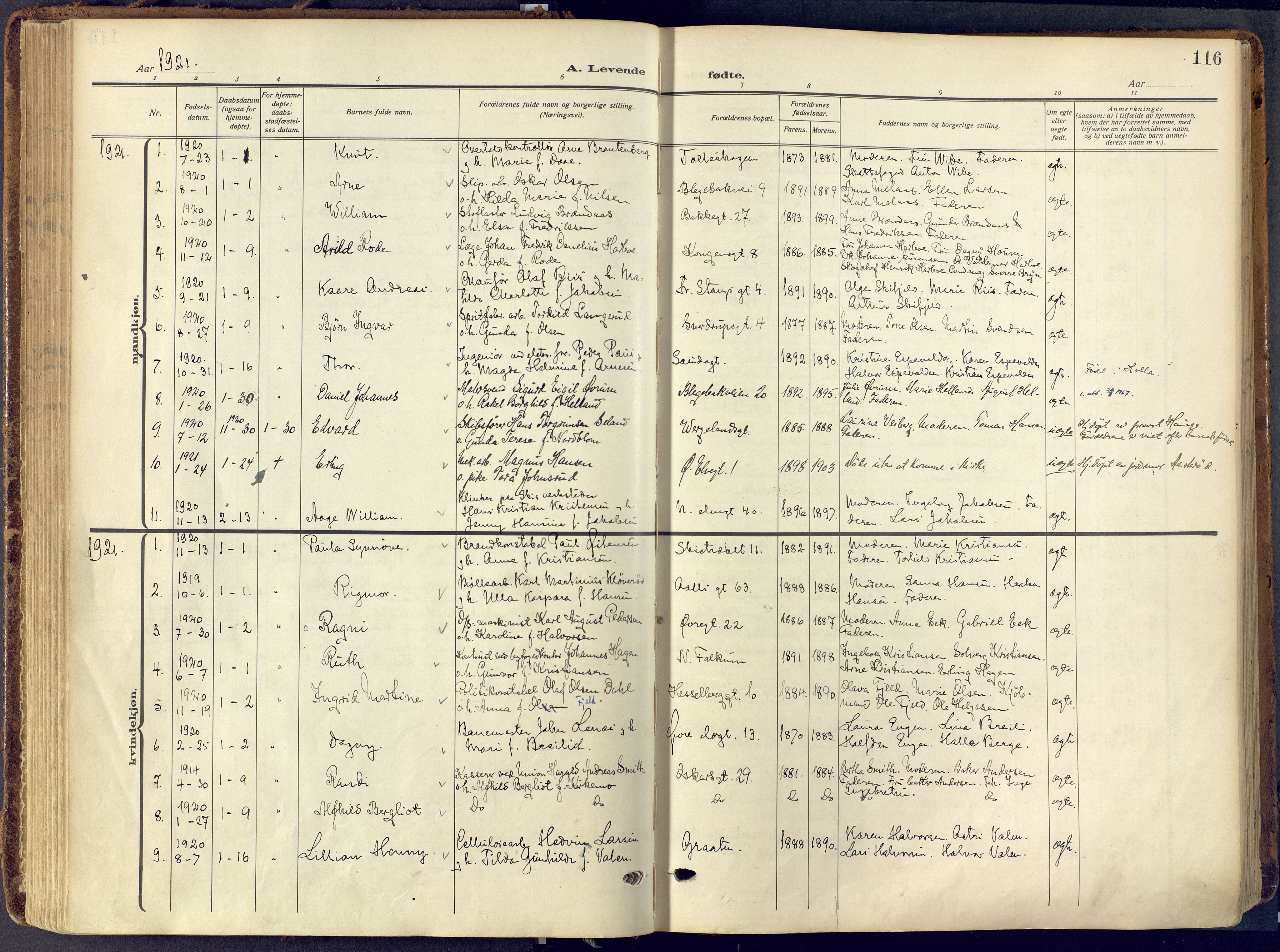 Skien kirkebøker, SAKO/A-302/F/Fa/L0013: Parish register (official) no. 13, 1915-1921, p. 116