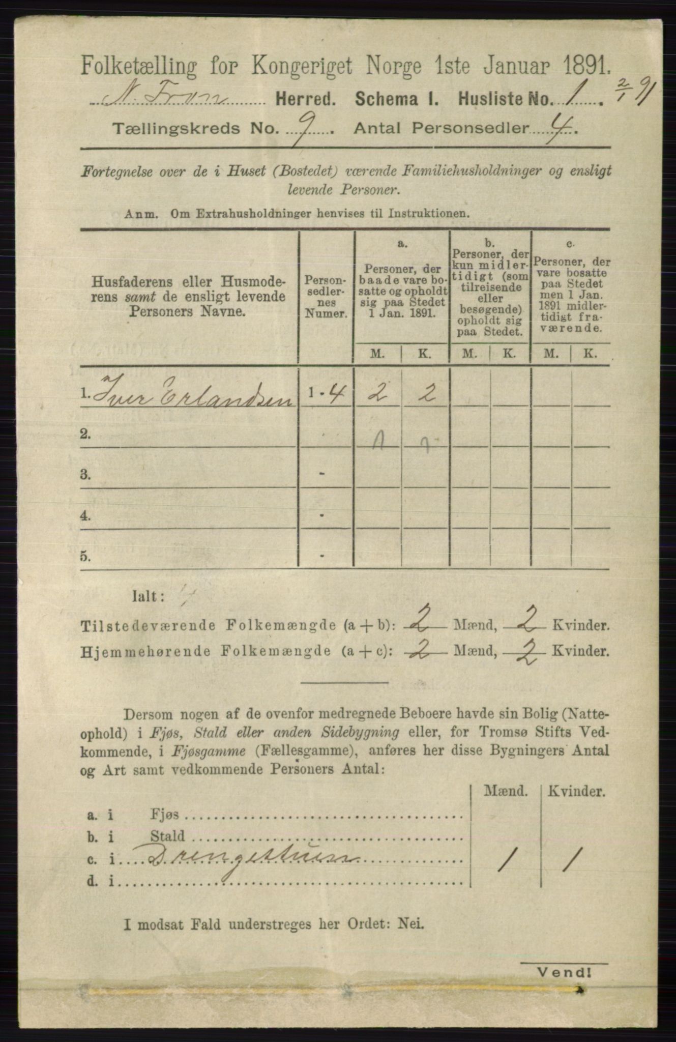 RA, 1891 census for 0518 Nord-Fron, 1891, p. 3595