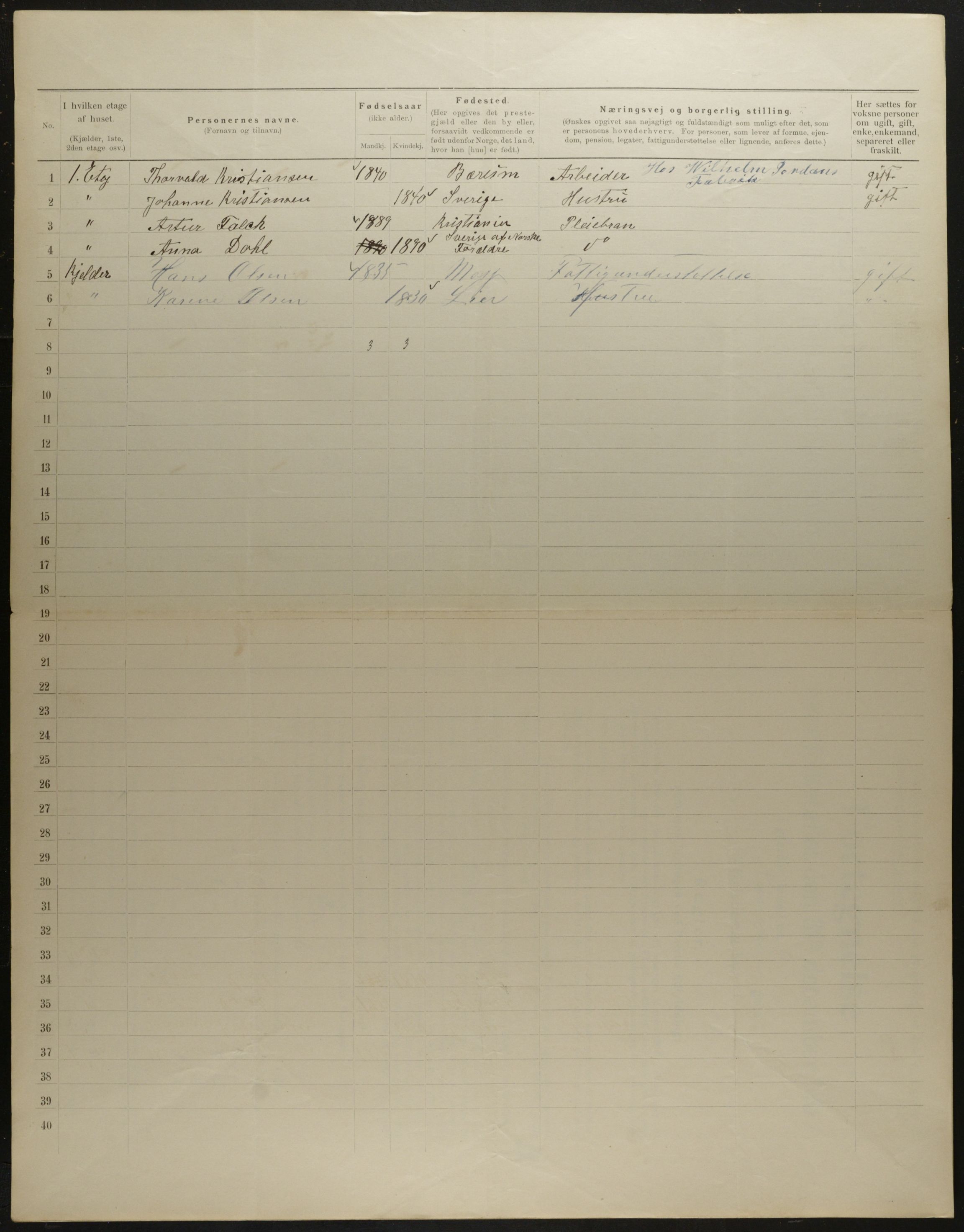 OBA, Municipal Census 1901 for Kristiania, 1901, p. 7458