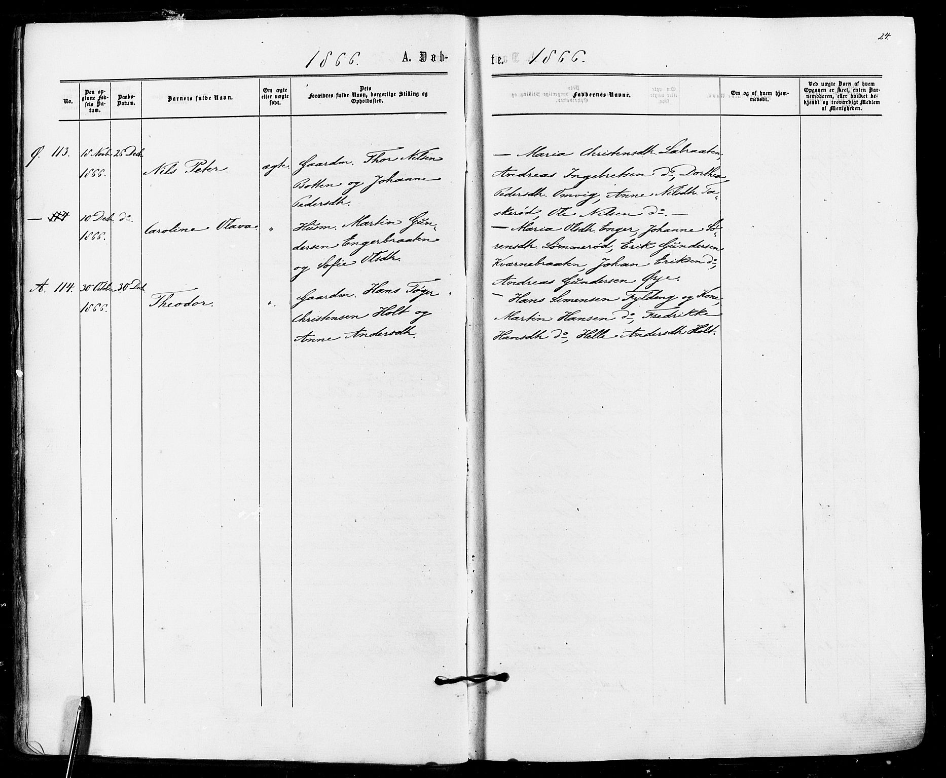 Aremark prestekontor Kirkebøker, SAO/A-10899/F/Fc/L0004: Parish register (official) no. III 4, 1866-1877, p. 23-24