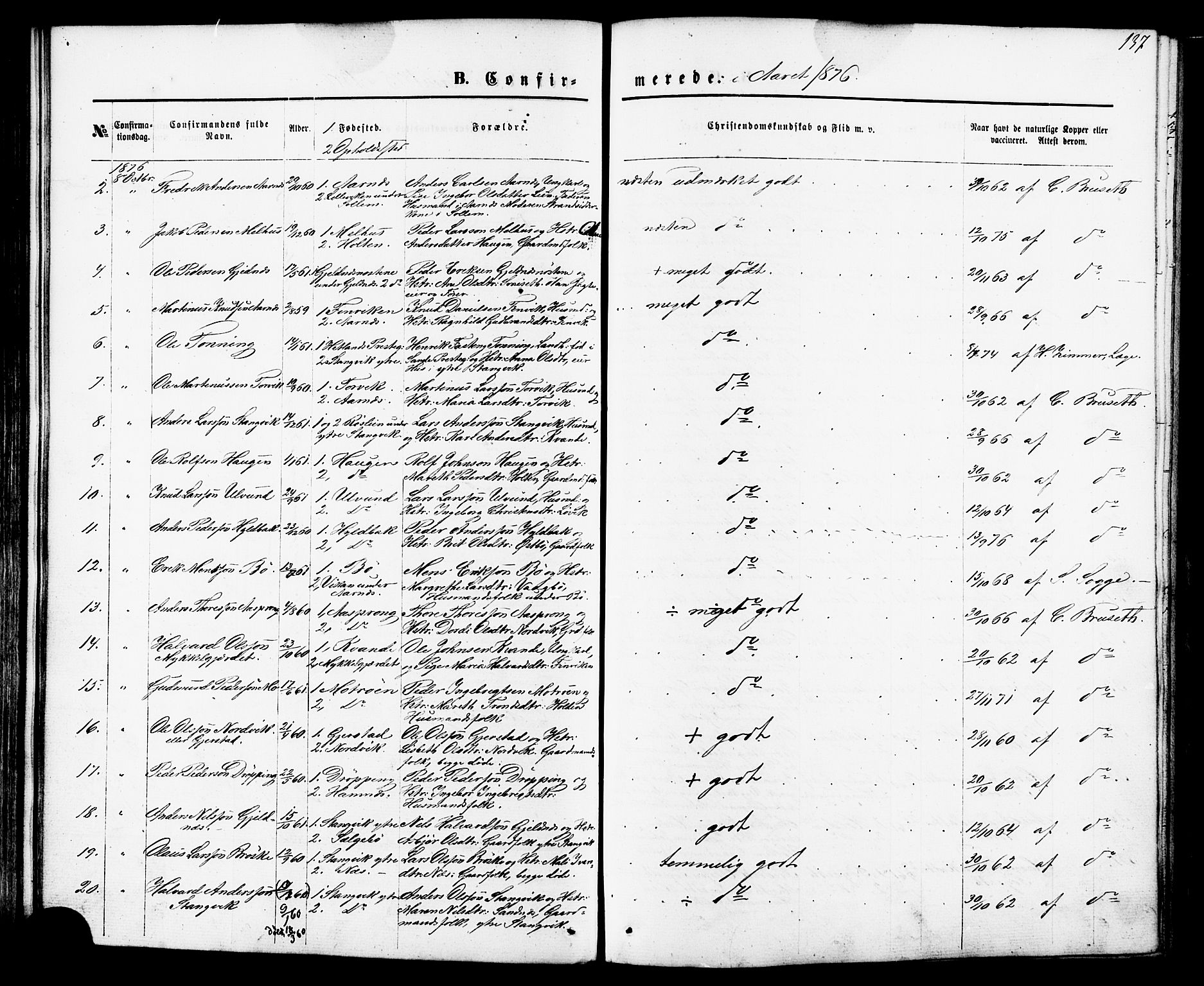 Ministerialprotokoller, klokkerbøker og fødselsregistre - Møre og Romsdal, AV/SAT-A-1454/592/L1027: Parish register (official) no. 592A05, 1865-1878, p. 137