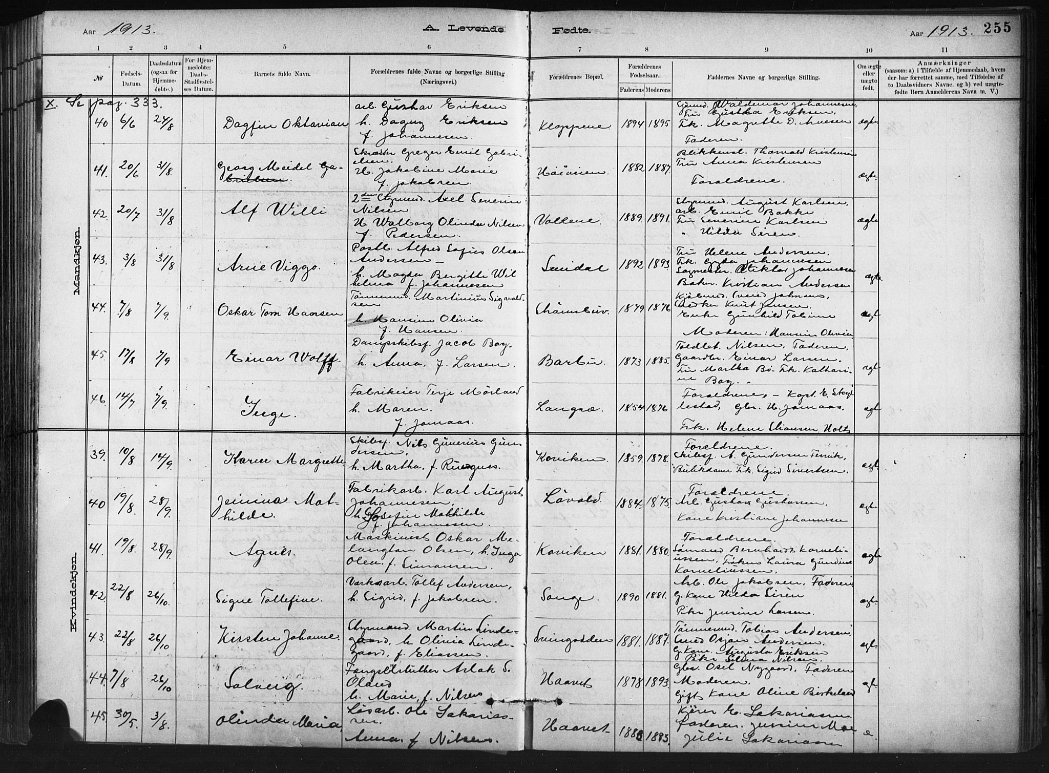 Barbu sokneprestkontor, AV/SAK-1111-0003/F/Fb/L0002: Parish register (copy) no. B 2, 1890-1922, p. 255
