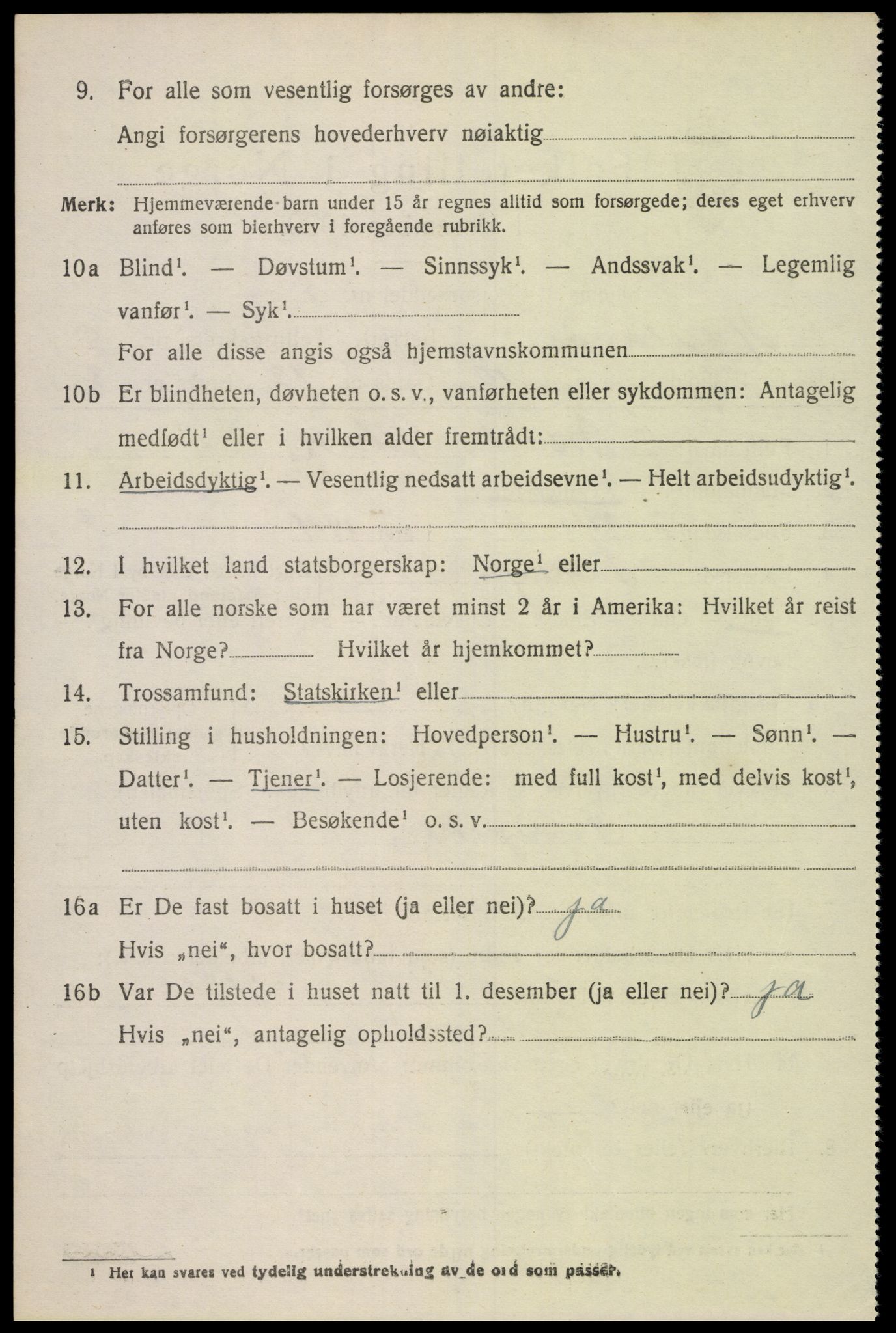 SAK, 1920 census for Hægeland, 1920, p. 2092