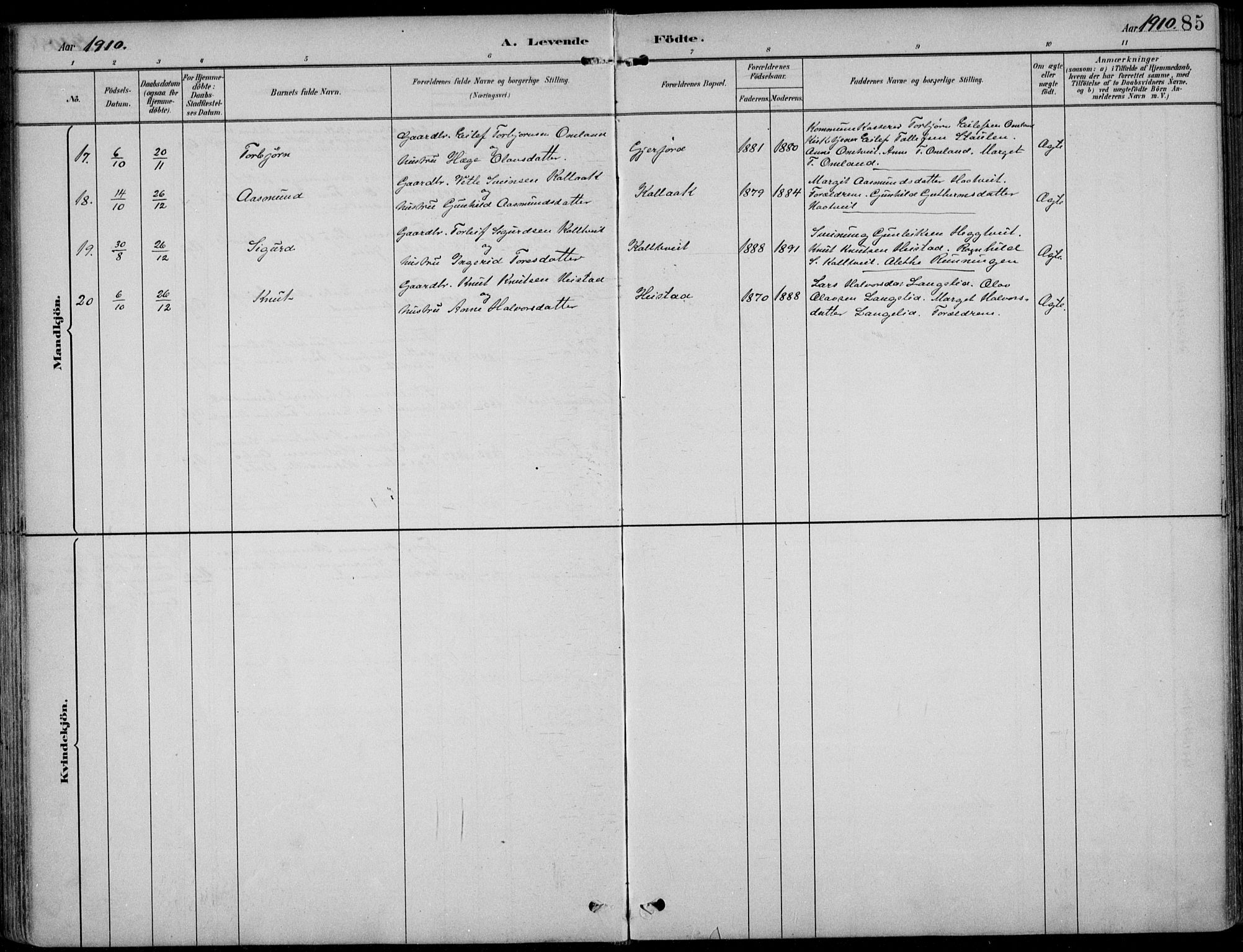 Kviteseid kirkebøker, SAKO/A-276/F/Fb/L0002: Parish register (official) no. II 2, 1882-1916, p. 85