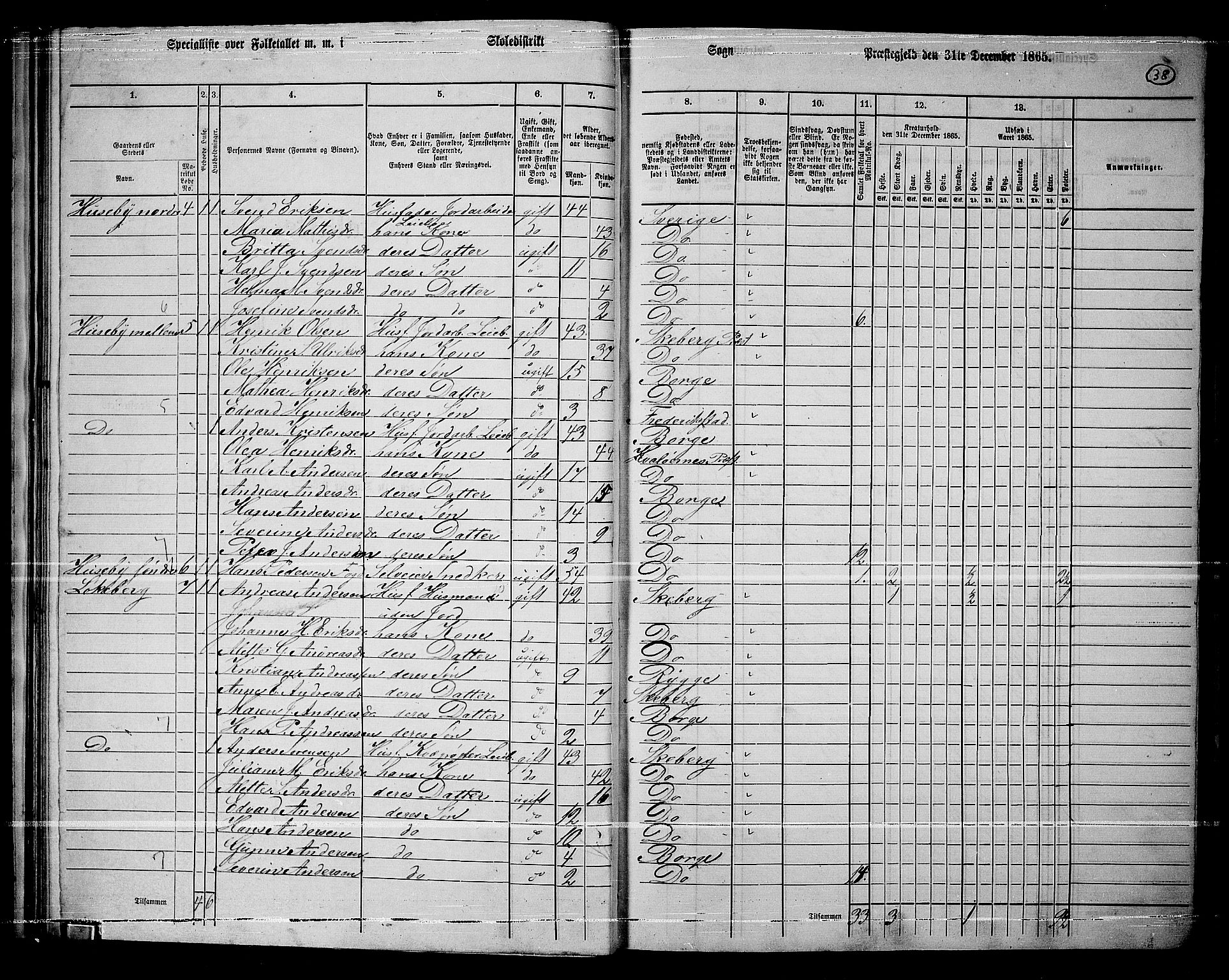 RA, 1865 census for Borge, 1865, p. 36