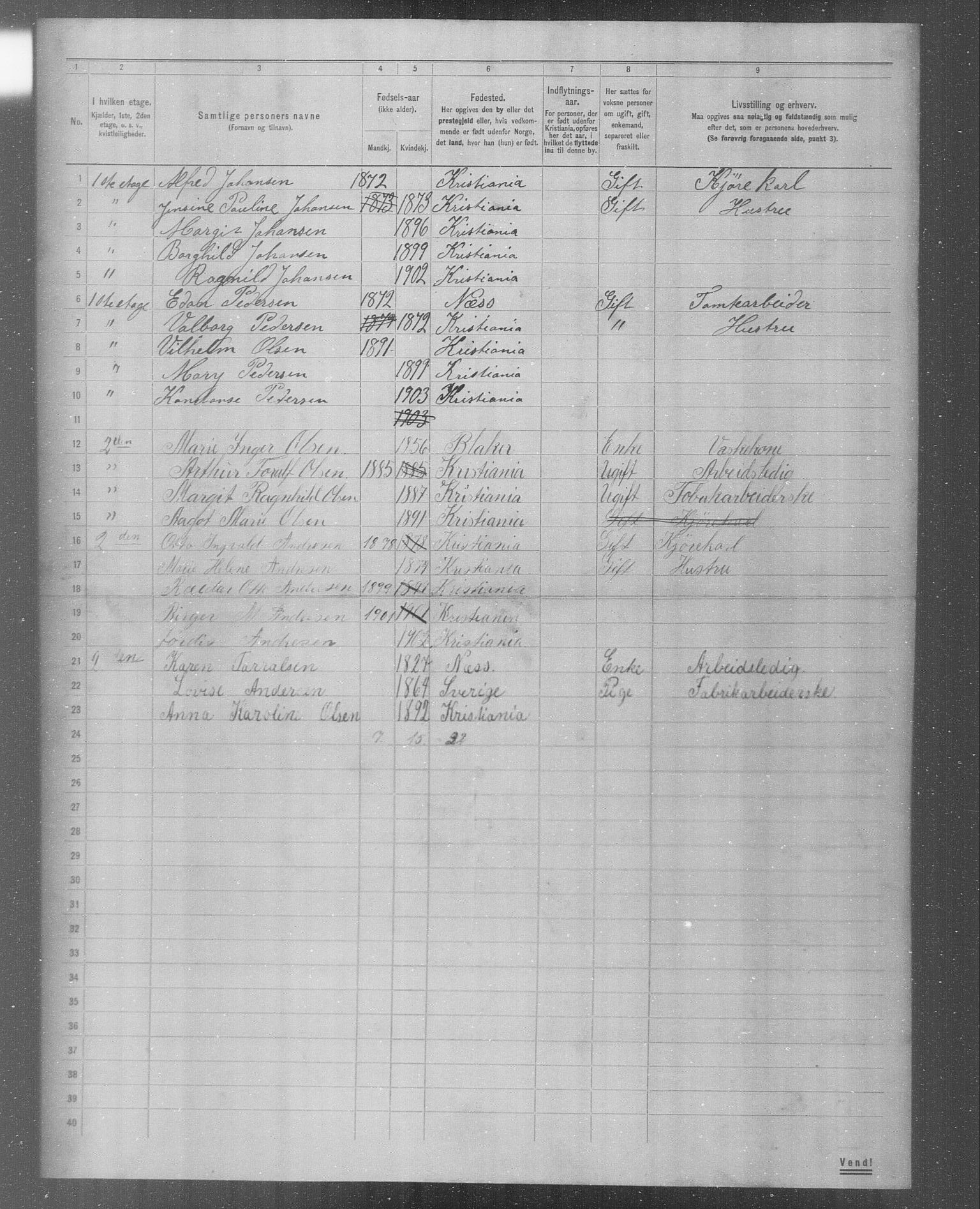 OBA, Municipal Census 1904 for Kristiania, 1904, p. 4924