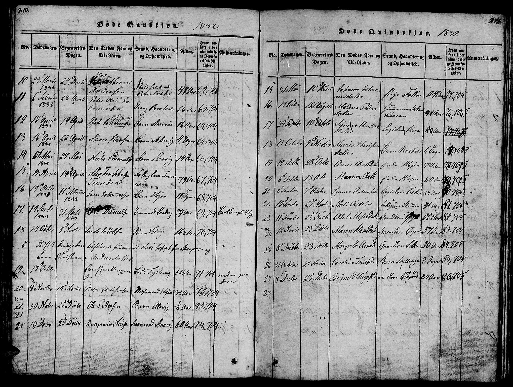 Ministerialprotokoller, klokkerbøker og fødselsregistre - Møre og Romsdal, AV/SAT-A-1454/581/L0933: Parish register (official) no. 581A03 /1, 1819-1836, p. 210-211