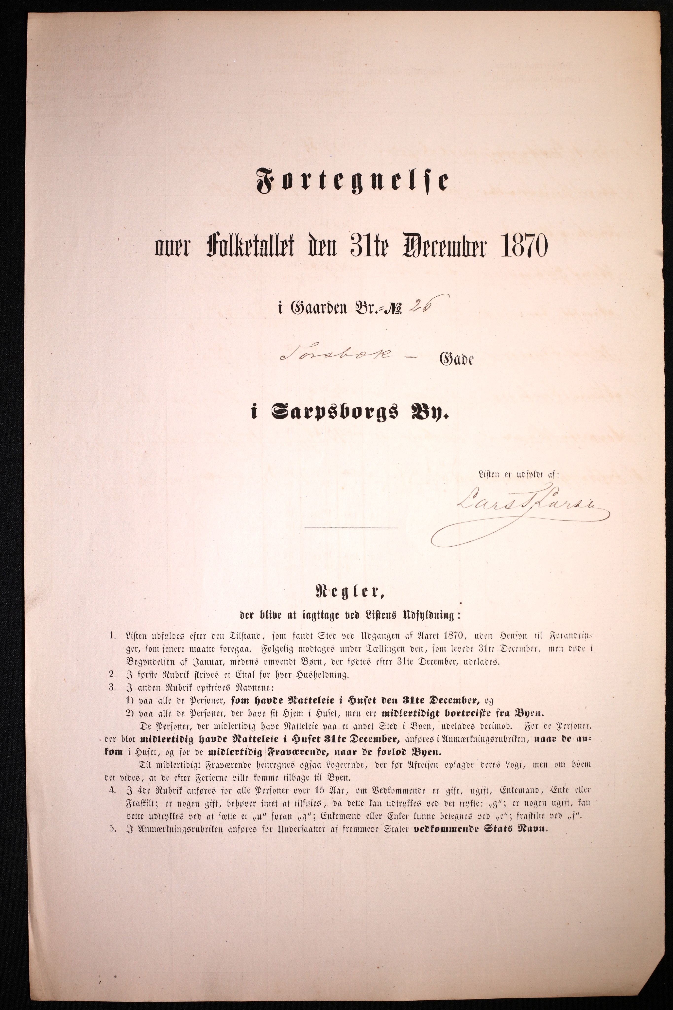 RA, 1870 census for 0102 Sarpsborg, 1870, p. 335