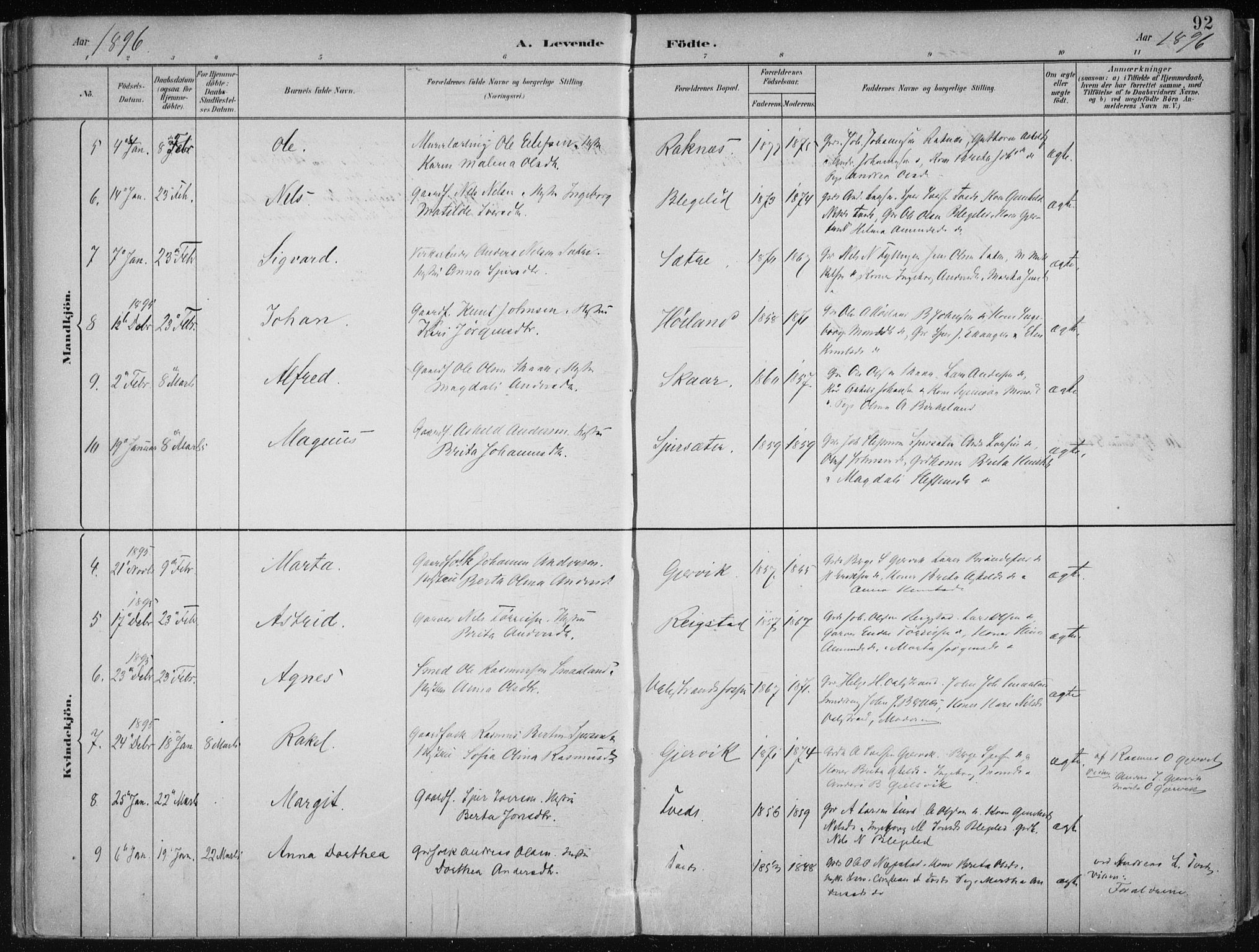 Hamre sokneprestembete, AV/SAB-A-75501/H/Ha/Haa/Haab/L0001: Parish register (official) no. B  1, 1882-1905, p. 92