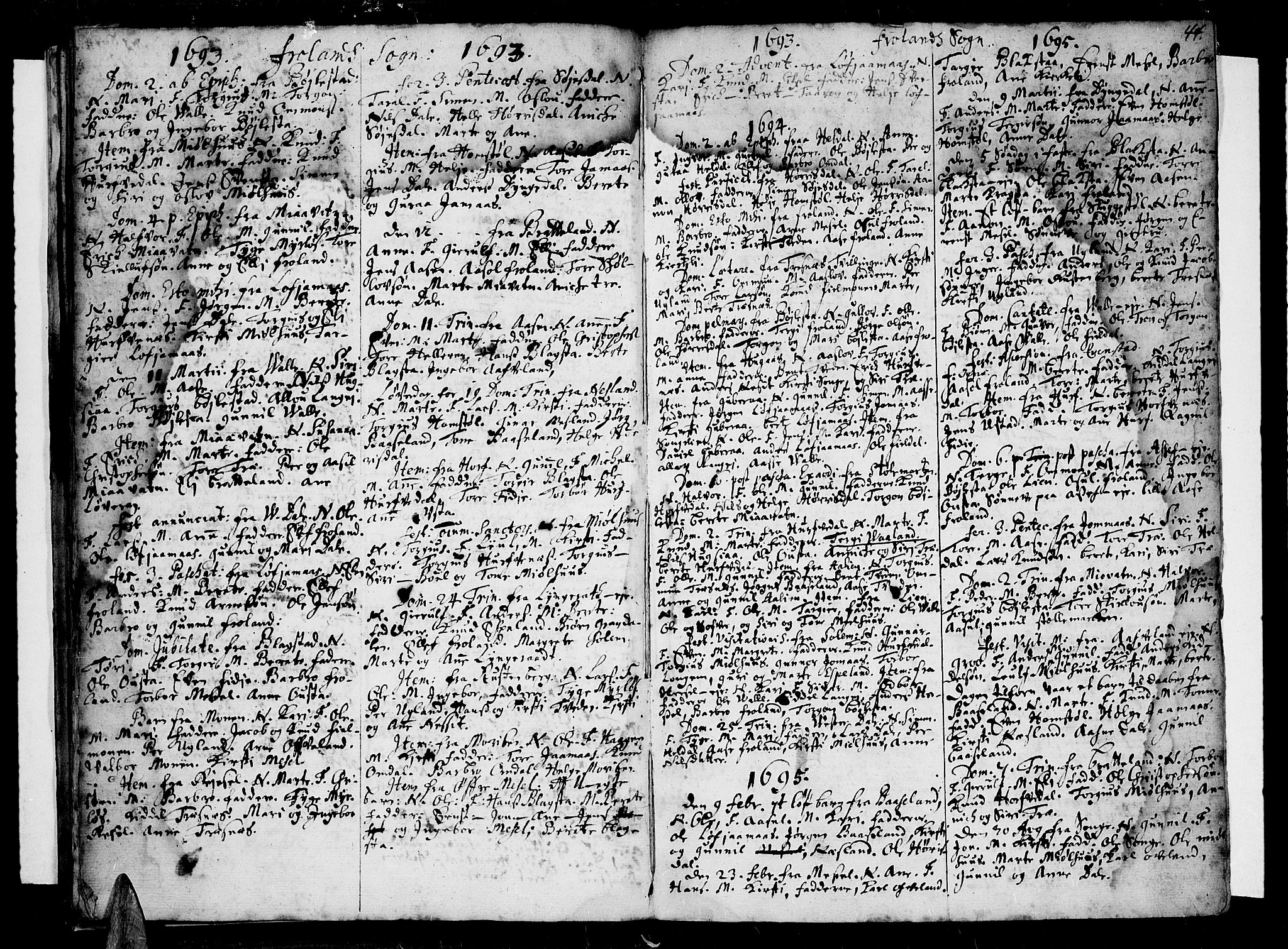 Øyestad sokneprestkontor, AV/SAK-1111-0049/F/Fa/L0001: Parish register (official) no. A 1 /3, 1683-1697, p. 44